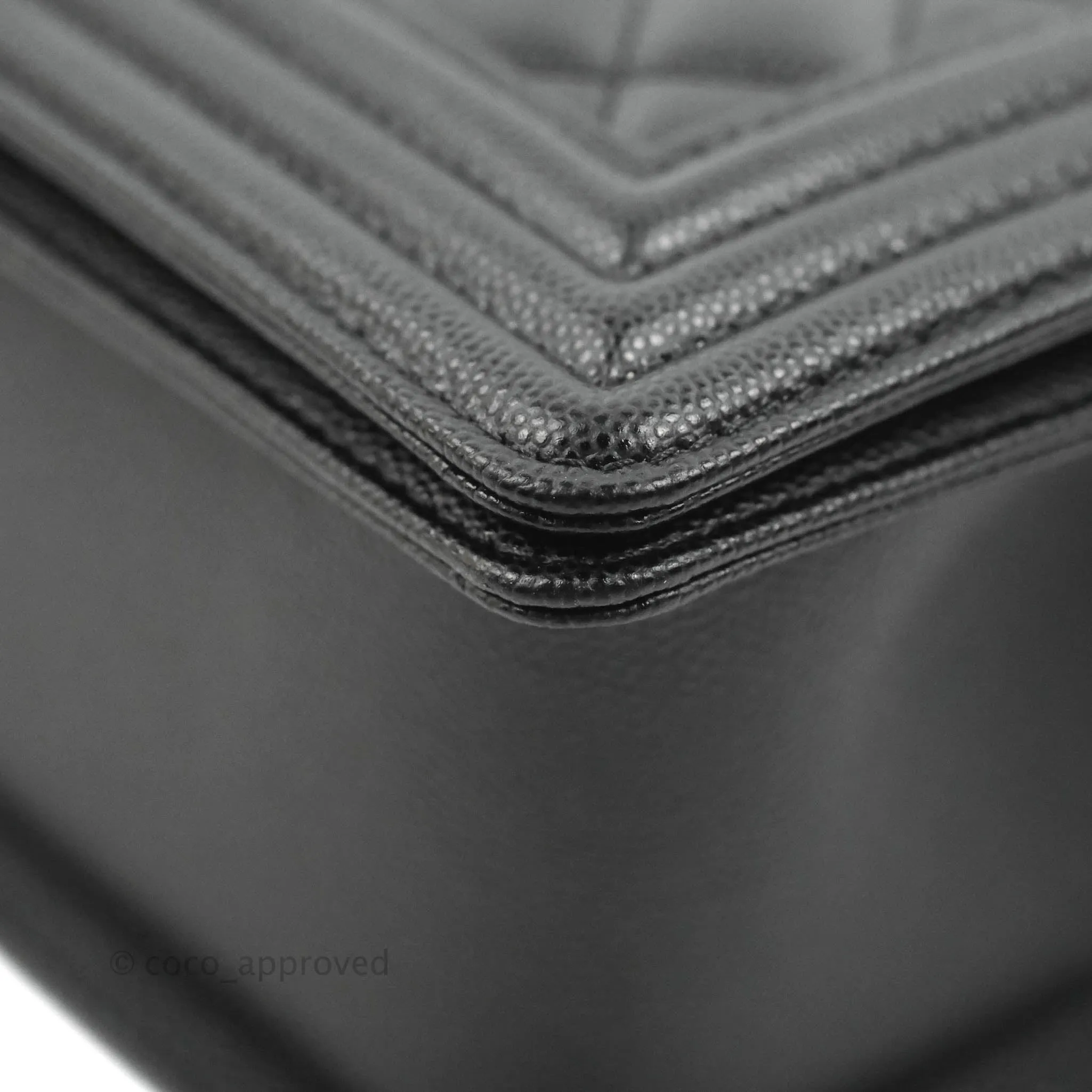 Chanel Quilted Medium Boy Black Caviar Aged Gold Hardware