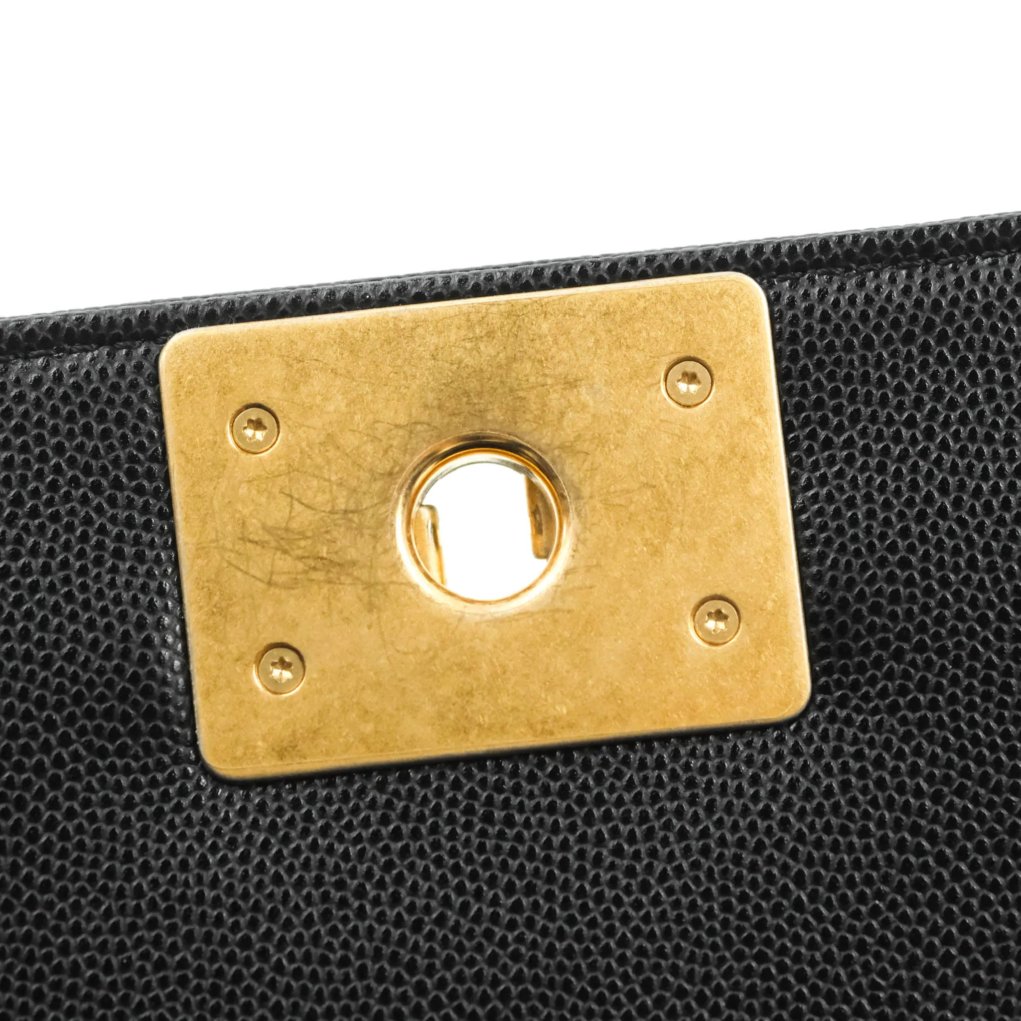 Chanel Quilted Medium Boy Black Caviar Aged Gold Hardware