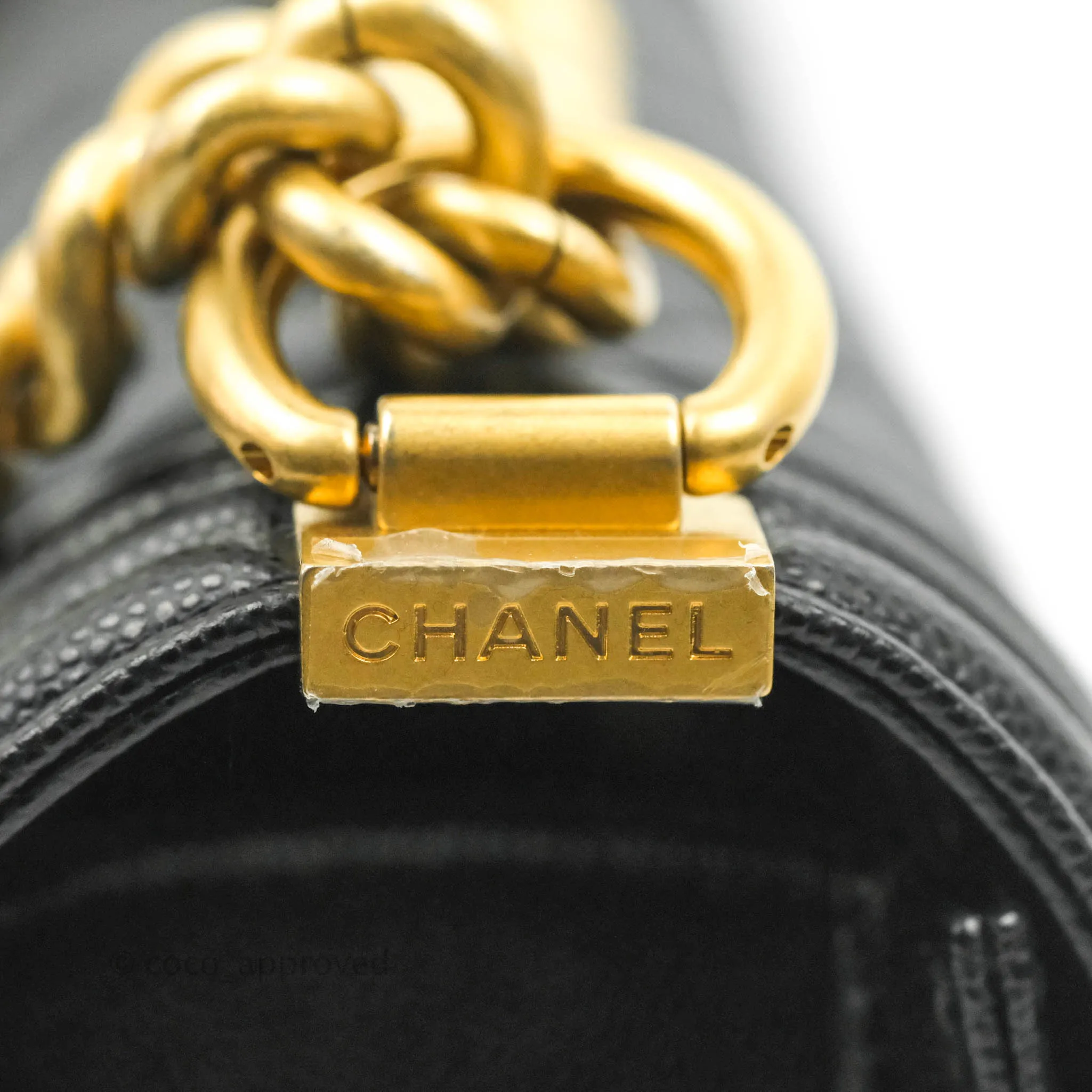 Chanel Quilted Medium Boy Black Caviar Aged Gold Hardware