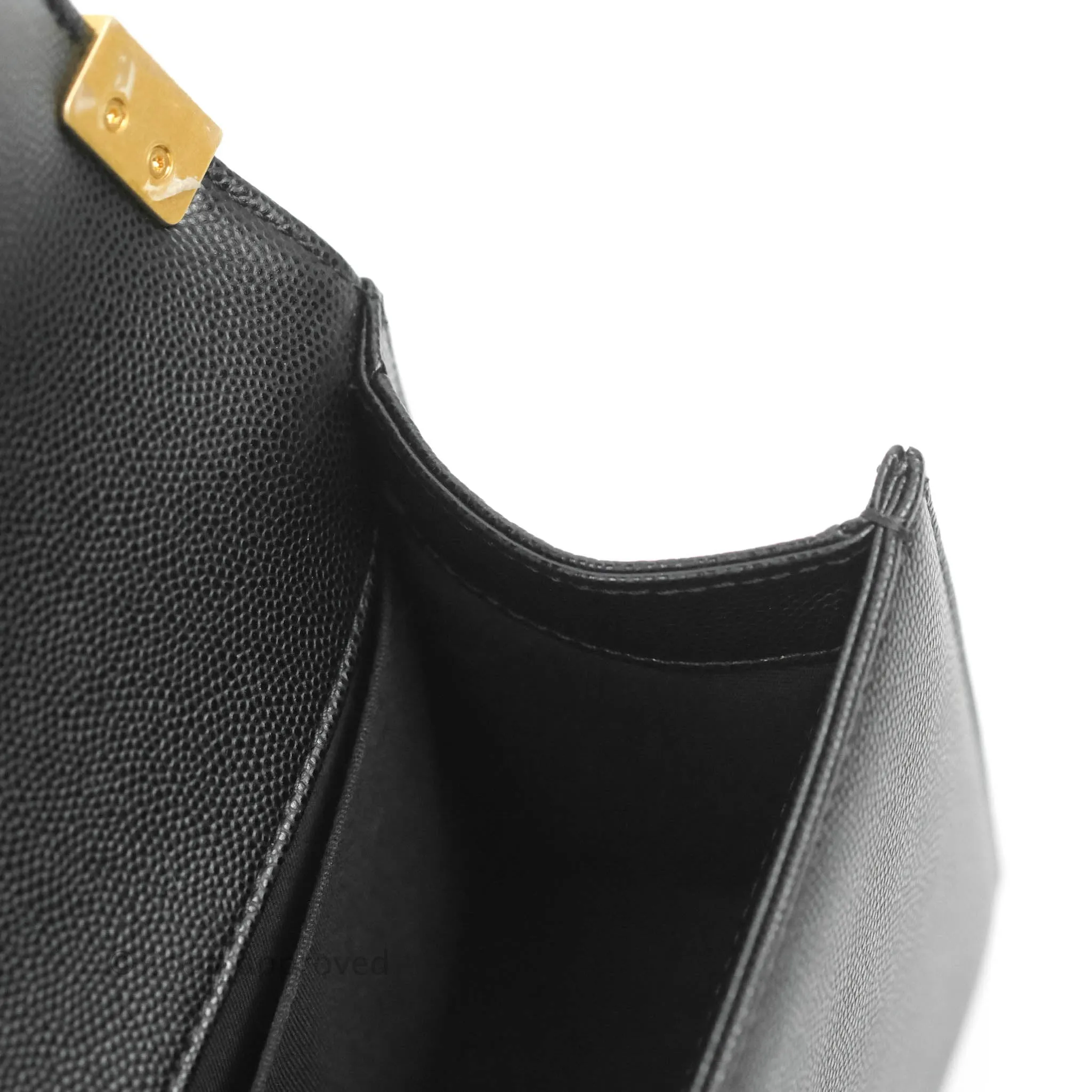 Chanel Quilted Medium Boy Black Caviar Aged Gold Hardware