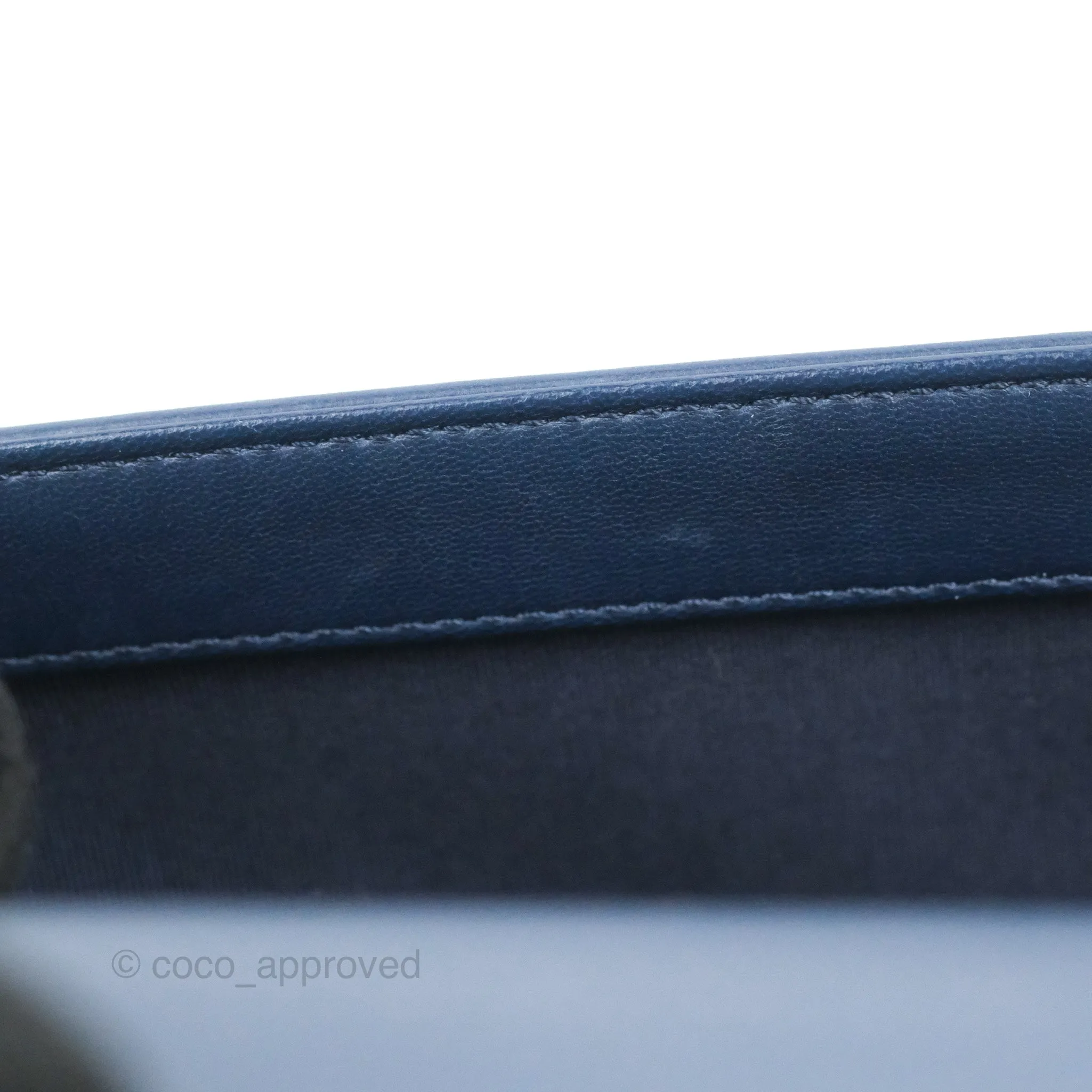 Chanel Quilted Medium Boy Navy Lambskin Aged Gold Hardware