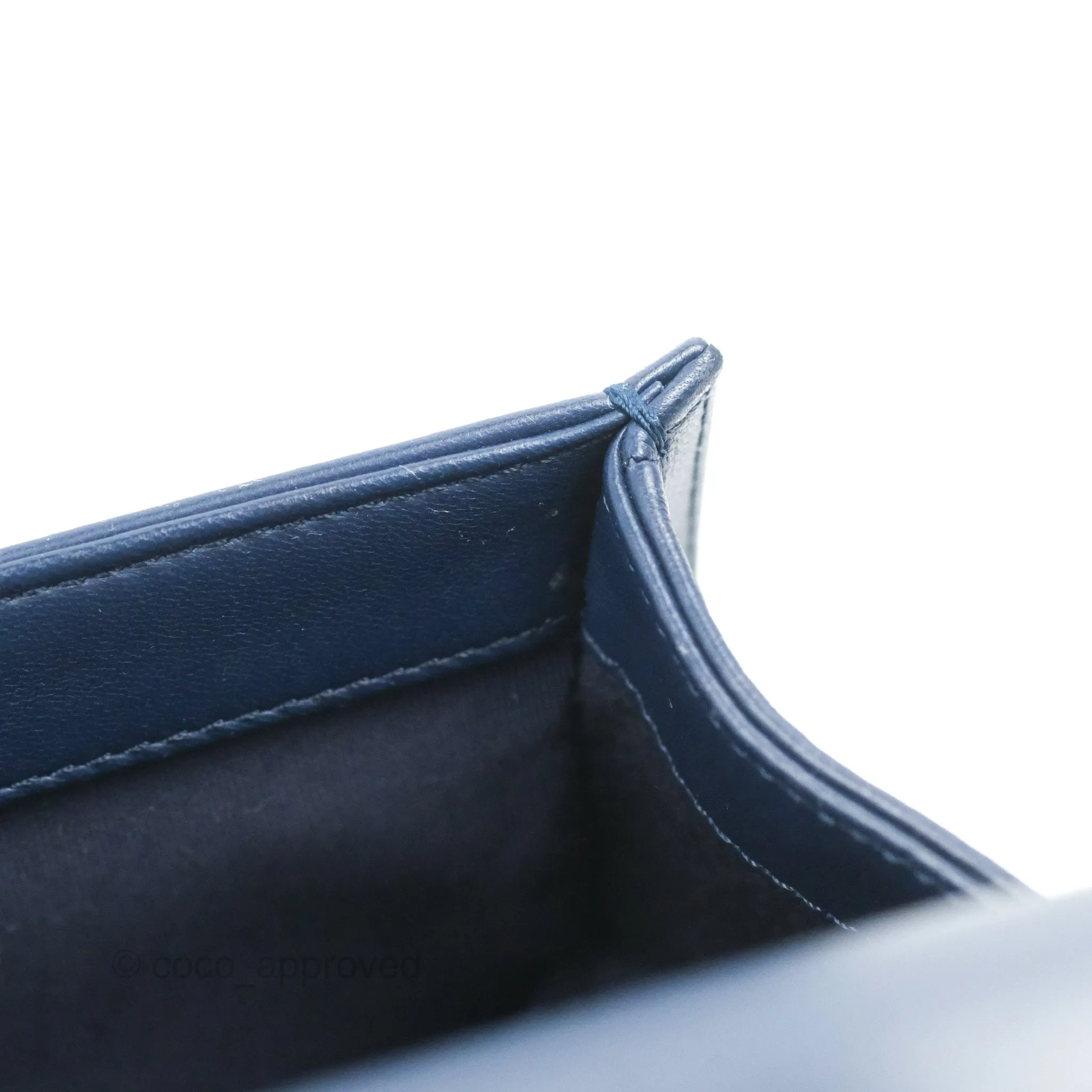 Chanel Quilted Medium Boy Navy Lambskin Aged Gold Hardware