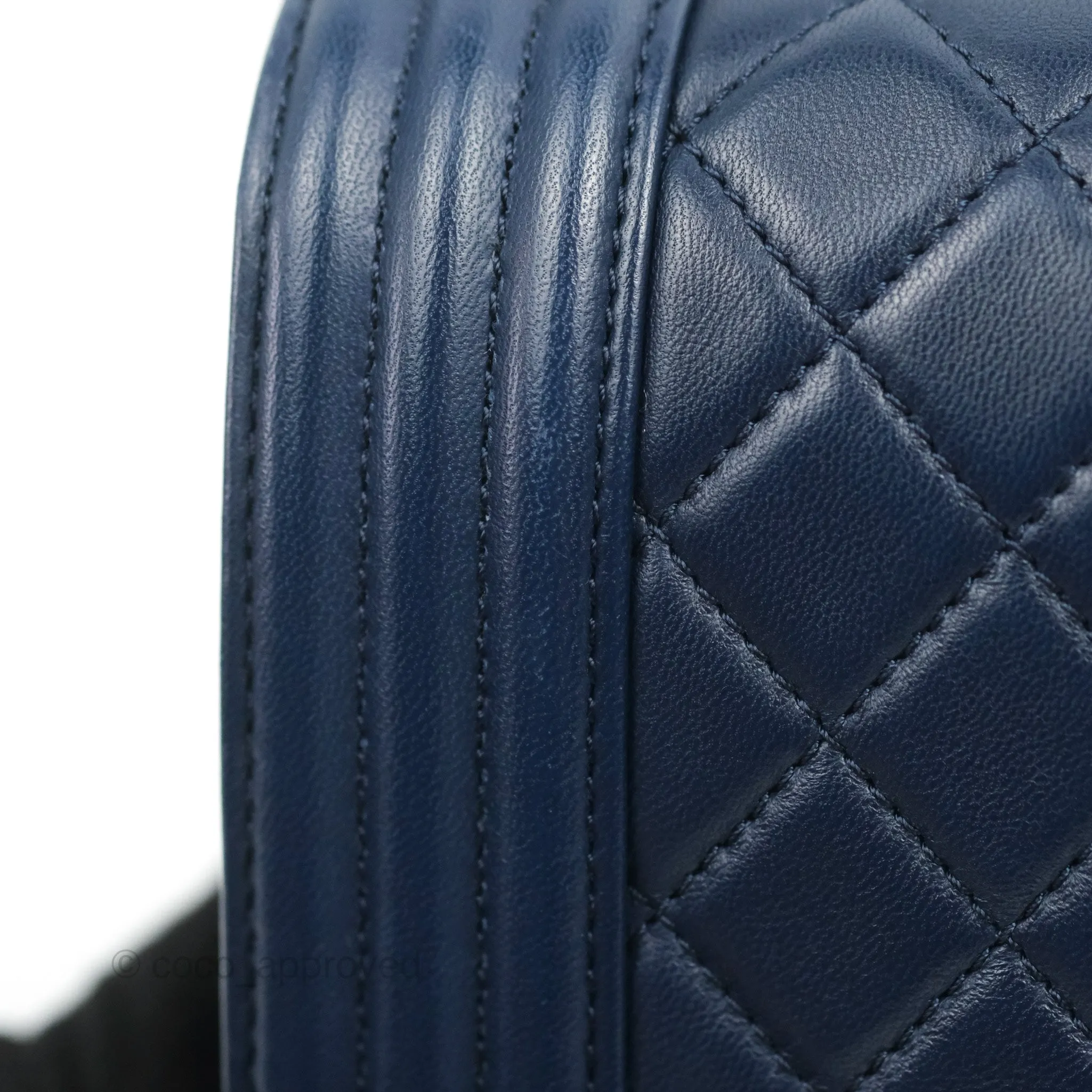 Chanel Quilted Medium Boy Navy Lambskin Aged Gold Hardware