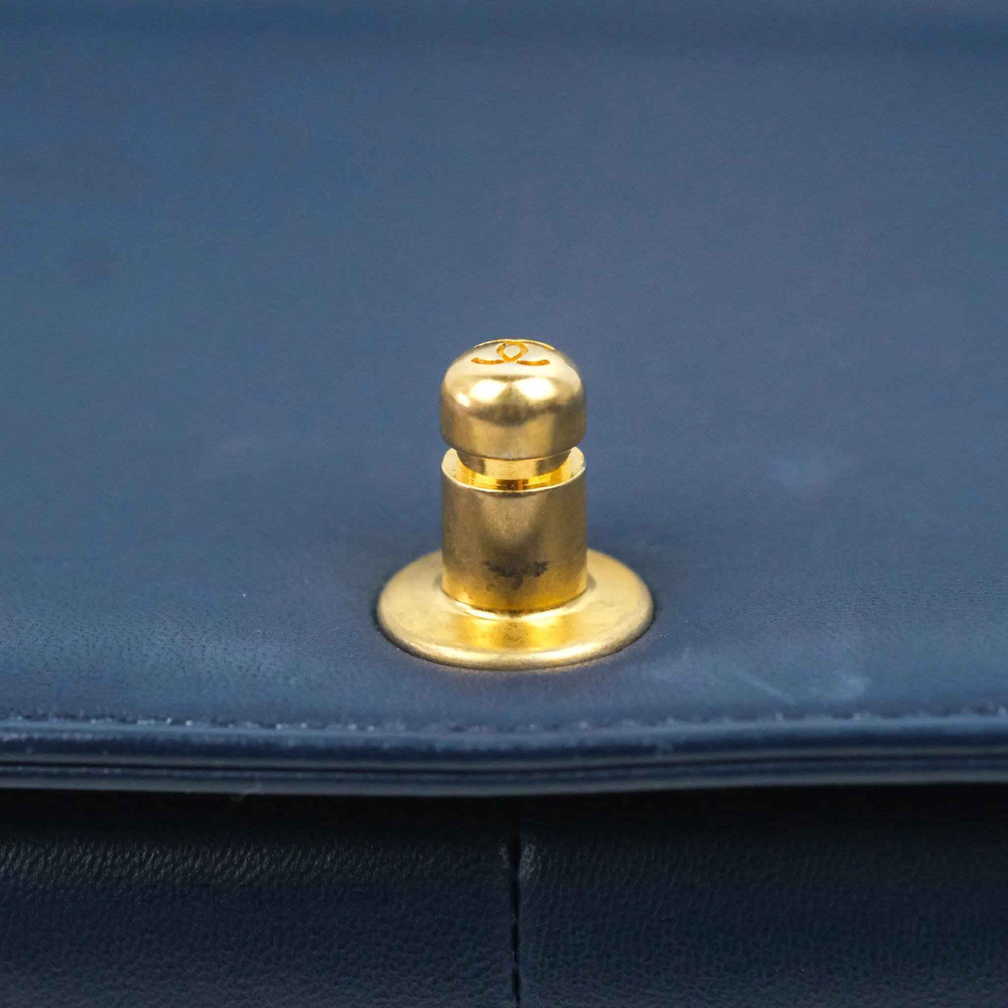 Chanel Quilted Medium Boy Navy Lambskin Aged Gold Hardware