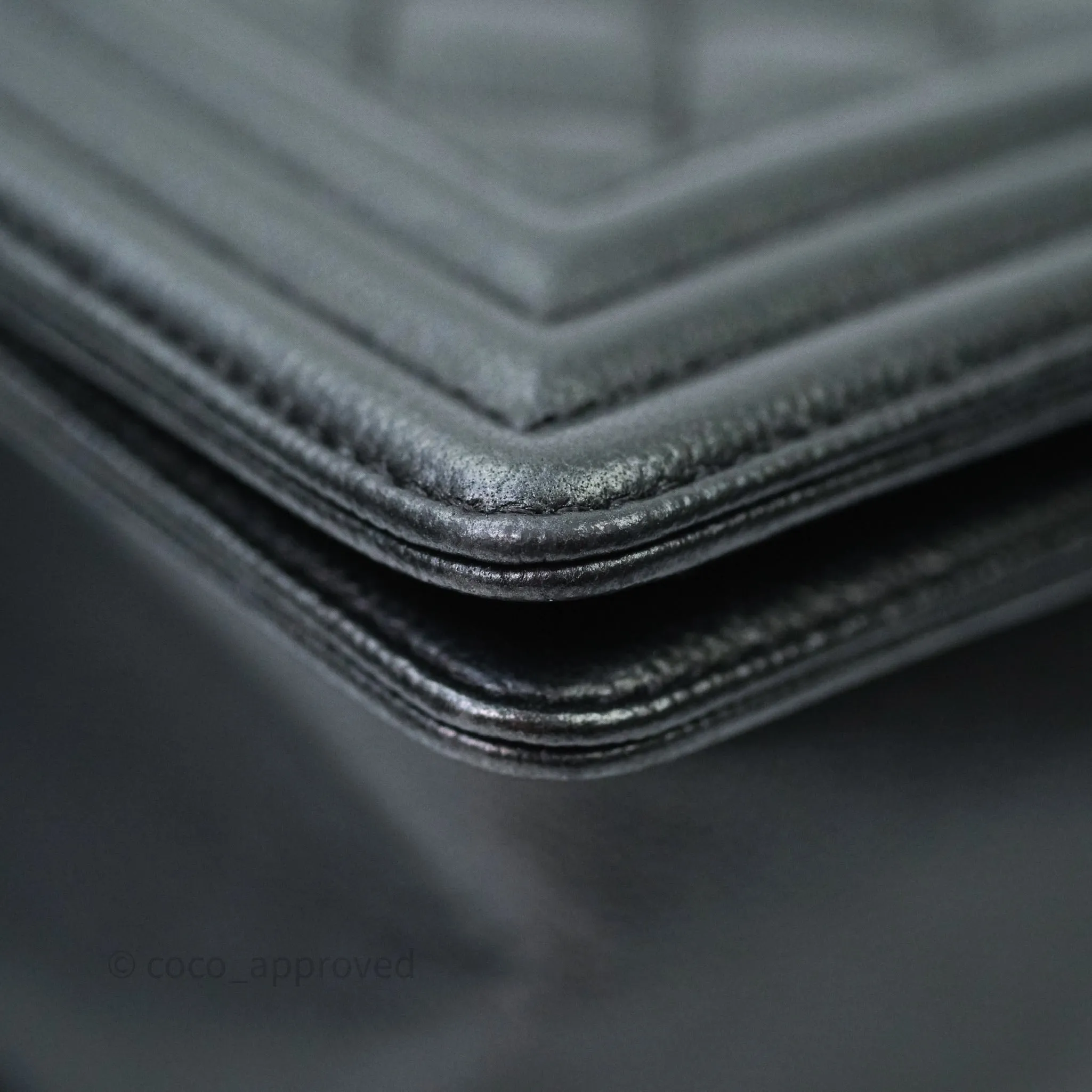 Chanel Quilted Medium Caviar Boy Flap So Black Hardware