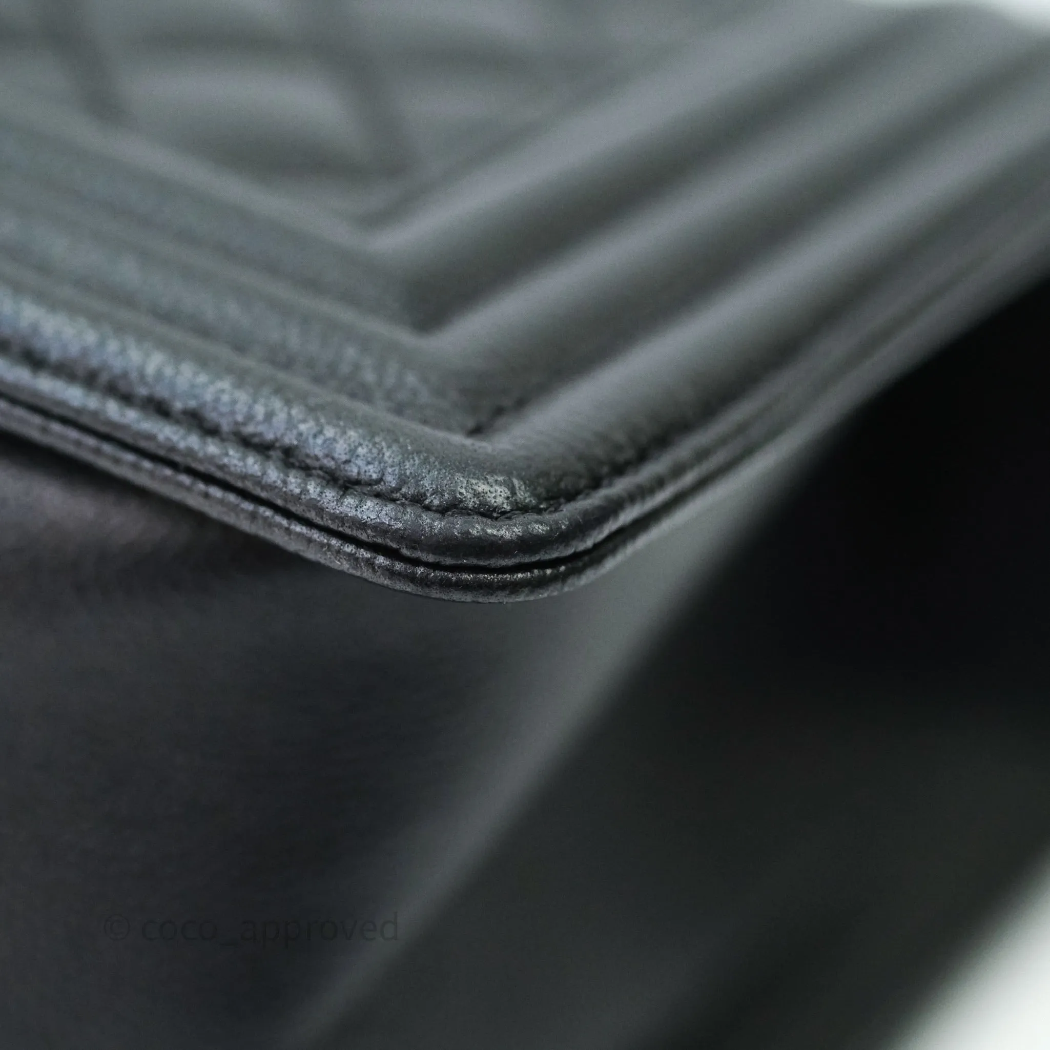 Chanel Quilted Medium Caviar Boy Flap So Black Hardware