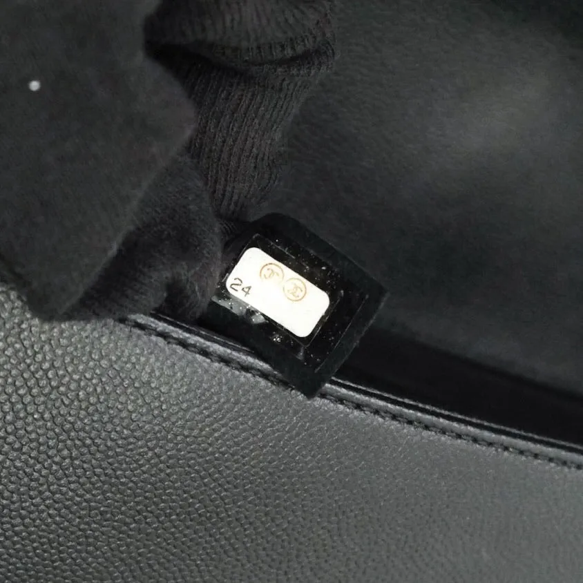 Chanel Quilted Medium Caviar Boy Flap So Black Hardware