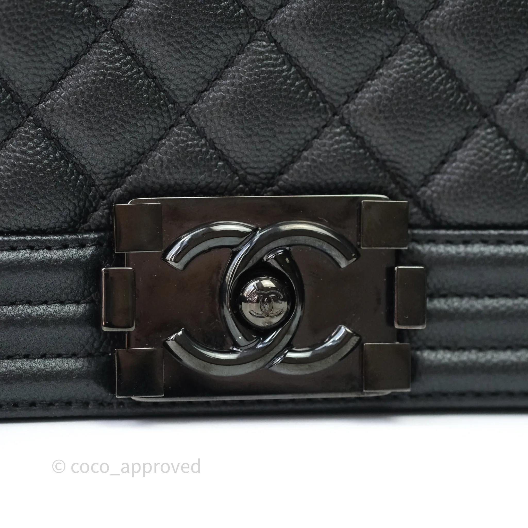 Chanel Quilted Medium Caviar Boy Flap So Black Hardware