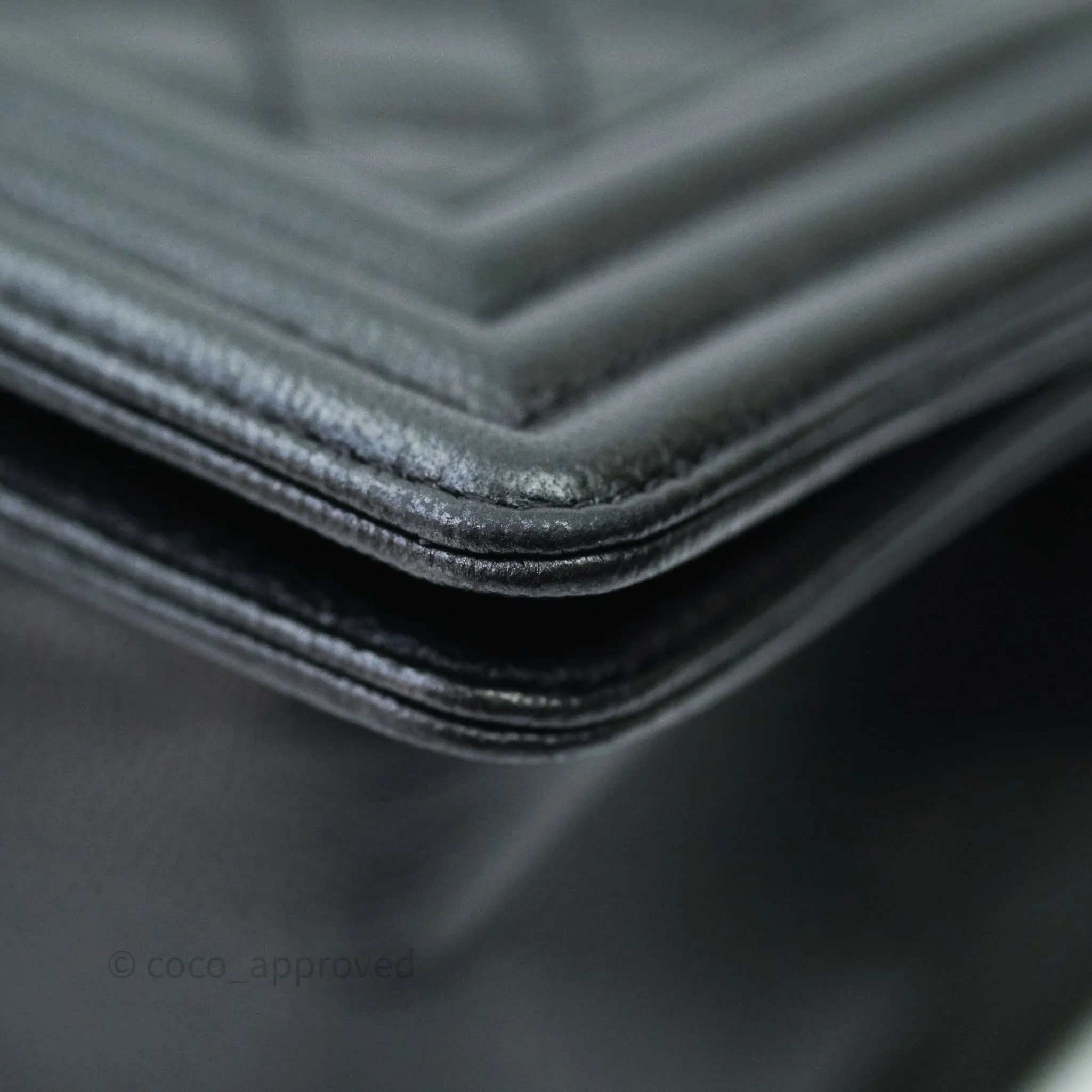 Chanel Quilted Medium Caviar Boy Flap So Black Hardware