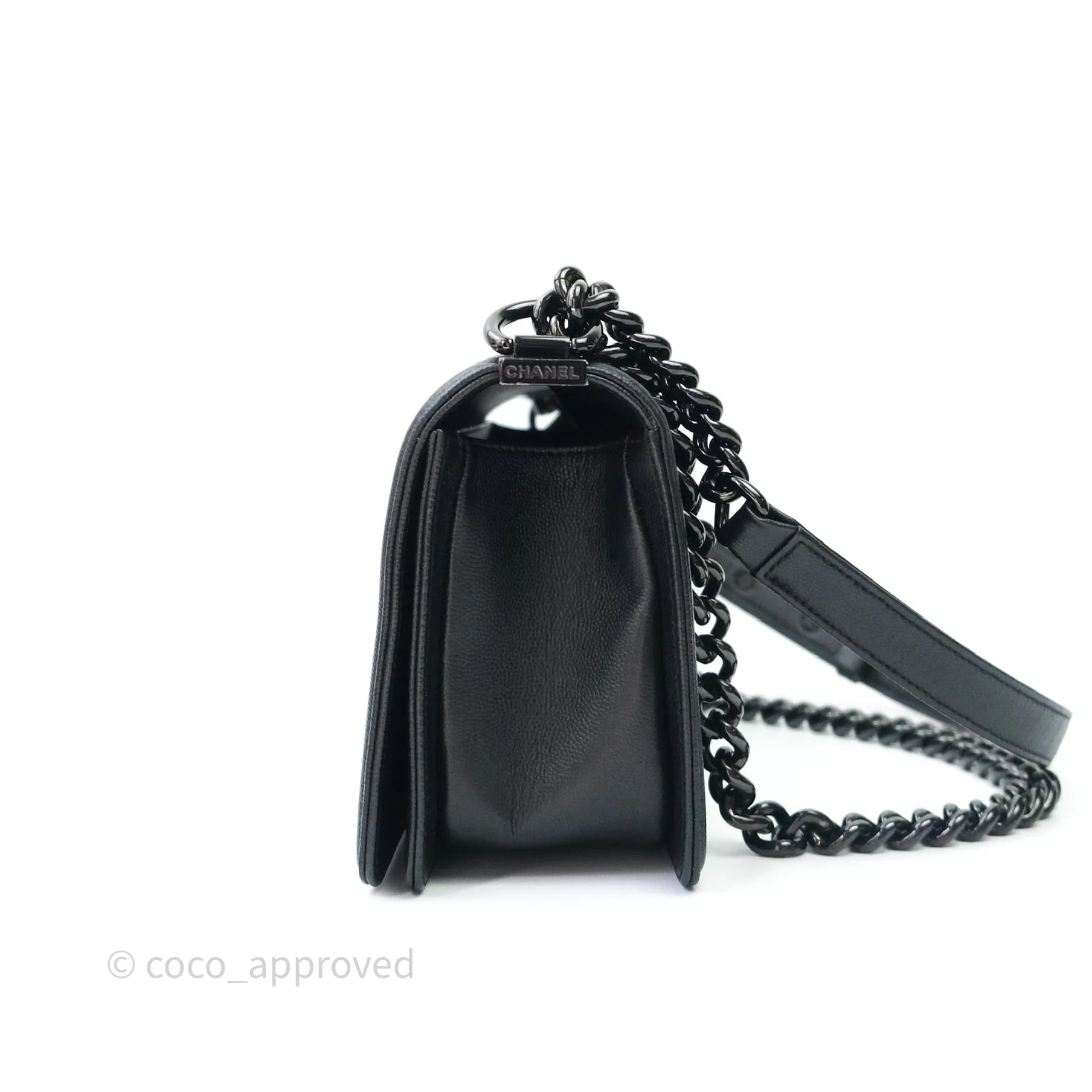 Chanel Quilted Medium Caviar Boy Flap So Black Hardware