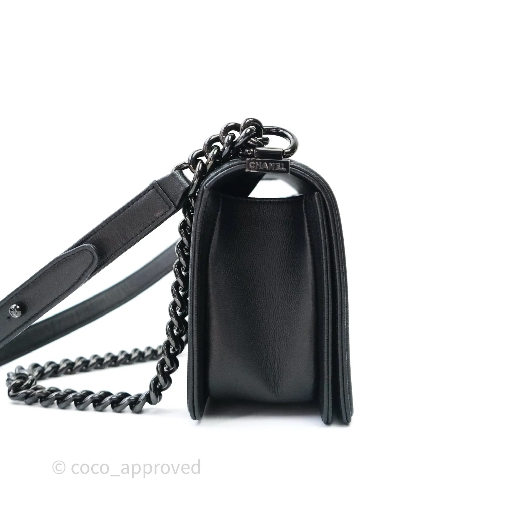 Chanel Quilted Medium Caviar Boy Flap So Black Hardware