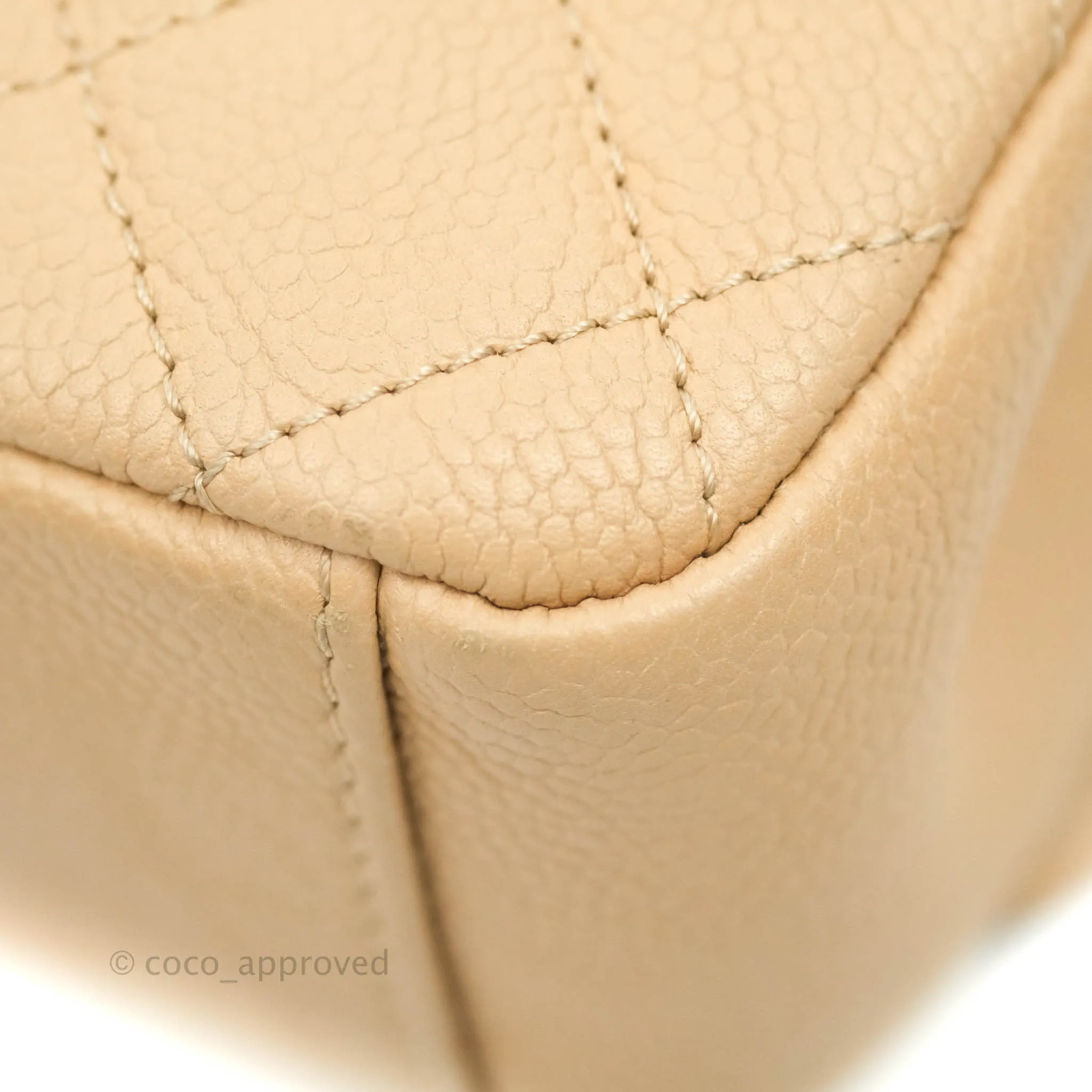 Chanel Quilted Medium CC Filigree Flap Beige Black Caviar