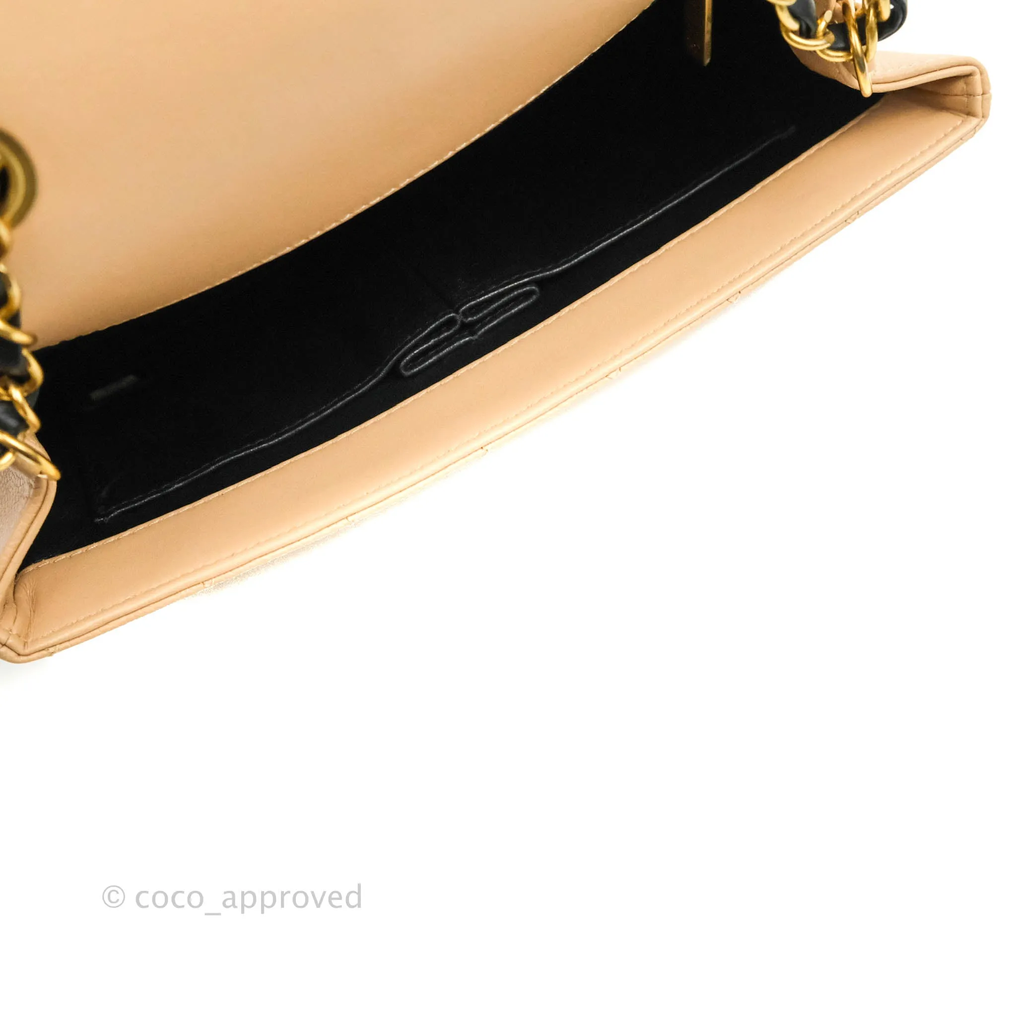 Chanel Quilted Medium CC Filigree Flap Beige Black Caviar