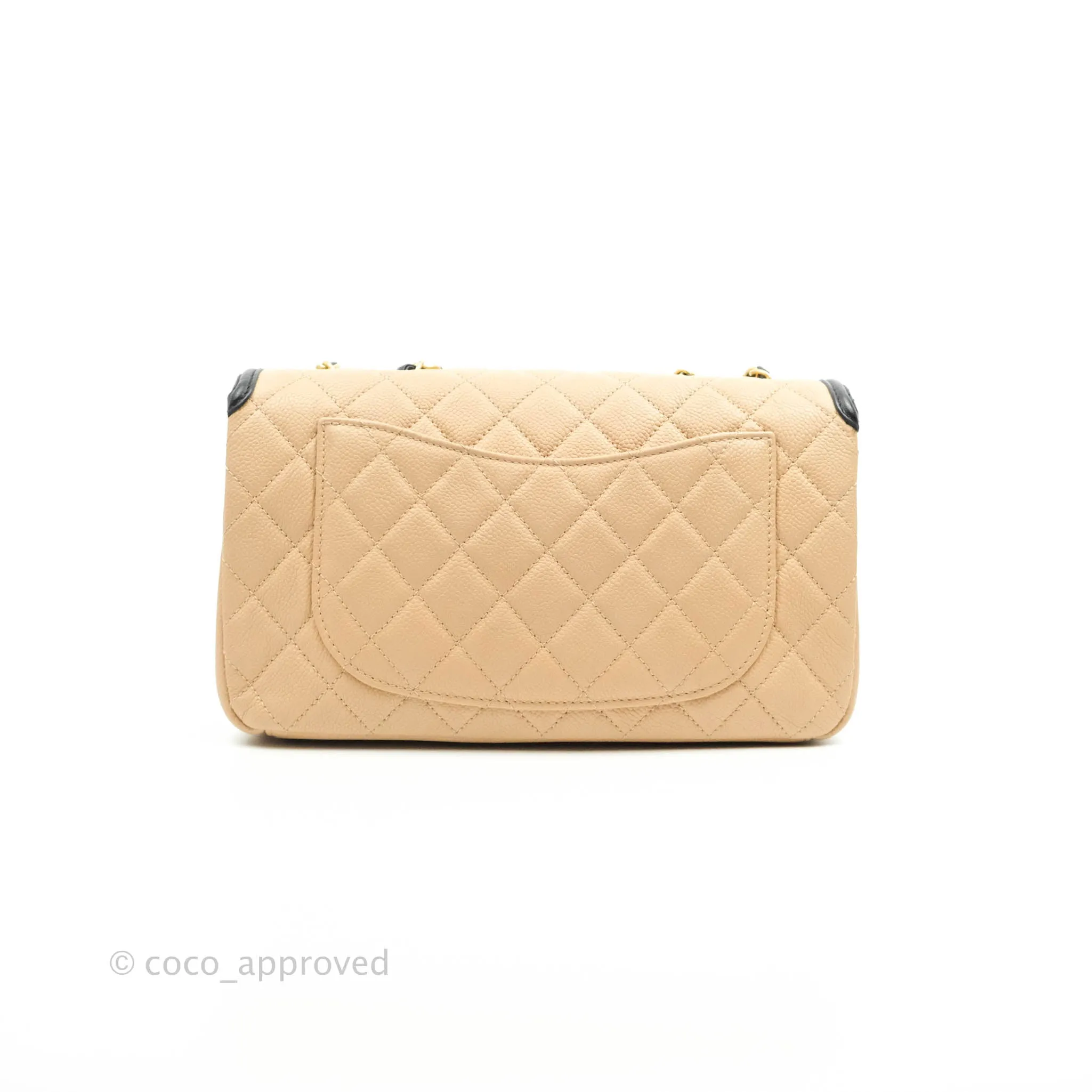 Chanel Quilted Medium CC Filigree Flap Beige Black Caviar