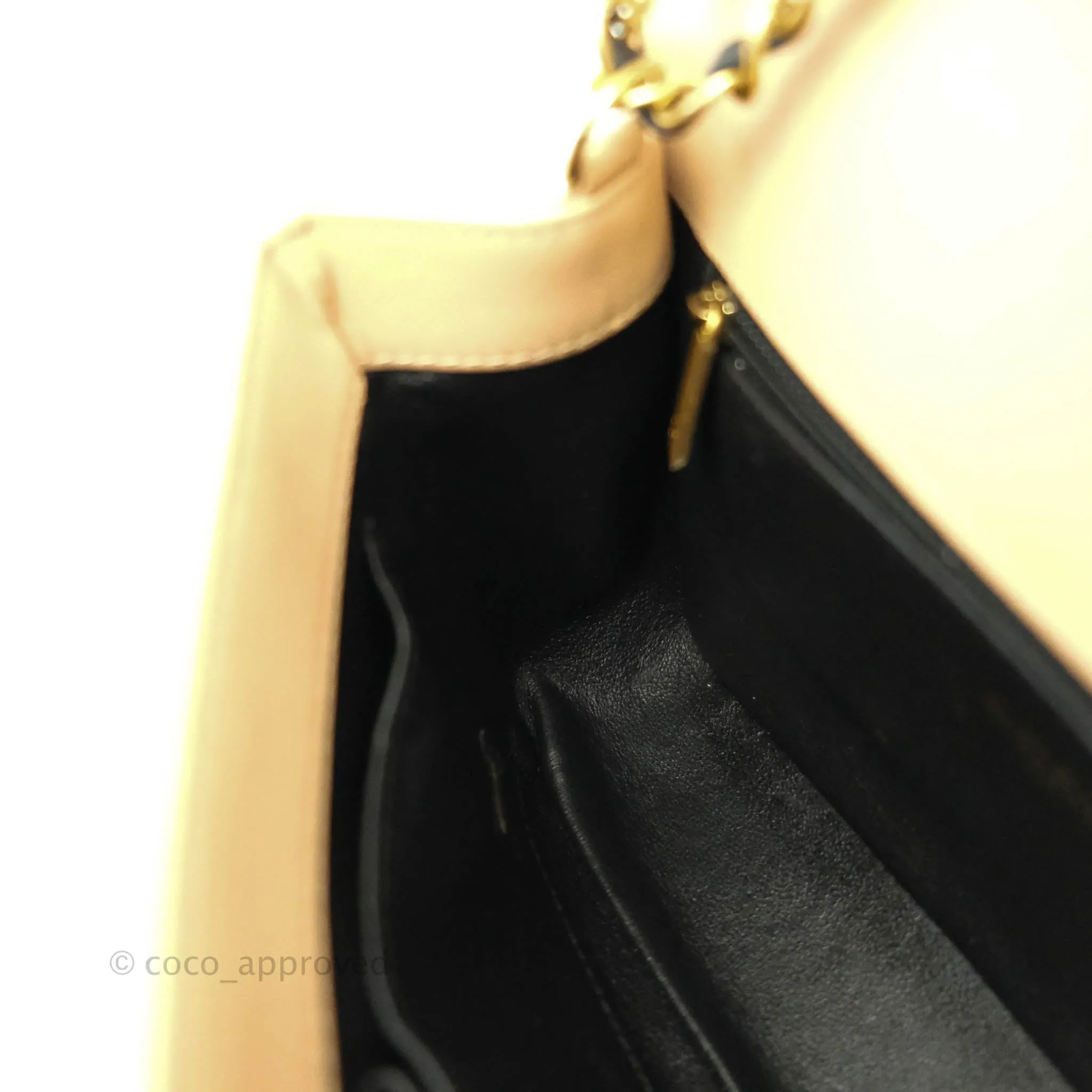 Chanel Quilted Medium CC Filigree Flap Beige Black Caviar