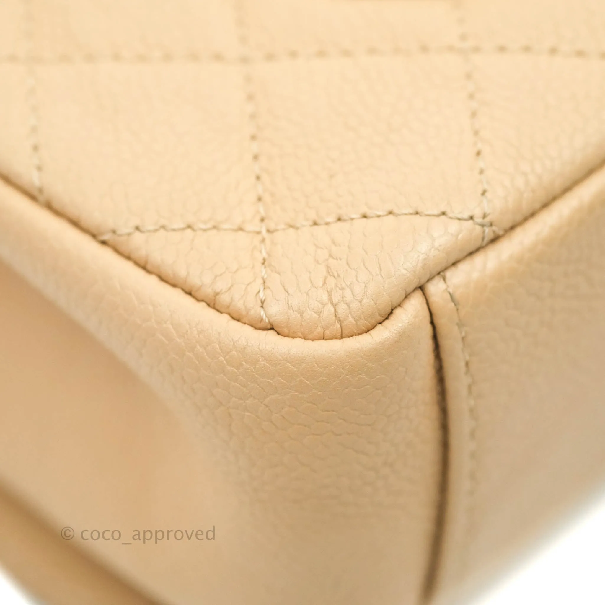 Chanel Quilted Medium CC Filigree Flap Beige Black Caviar