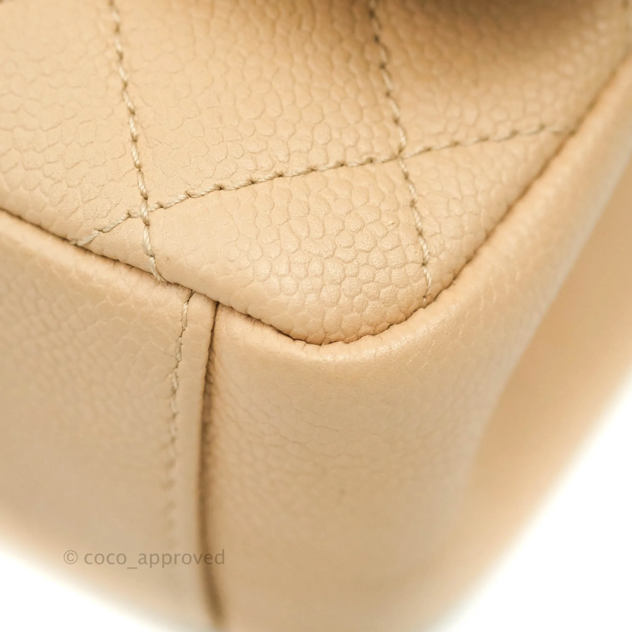 Chanel Quilted Medium CC Filigree Flap Beige Black Caviar