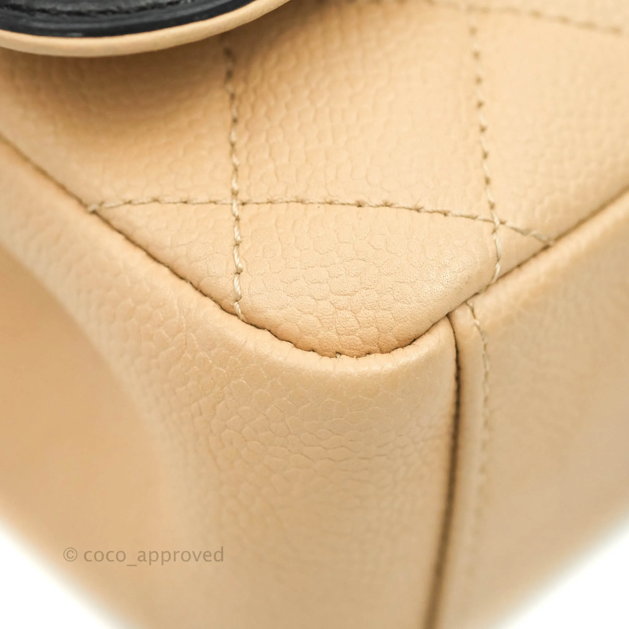 Chanel Quilted Medium CC Filigree Flap Beige Black Caviar