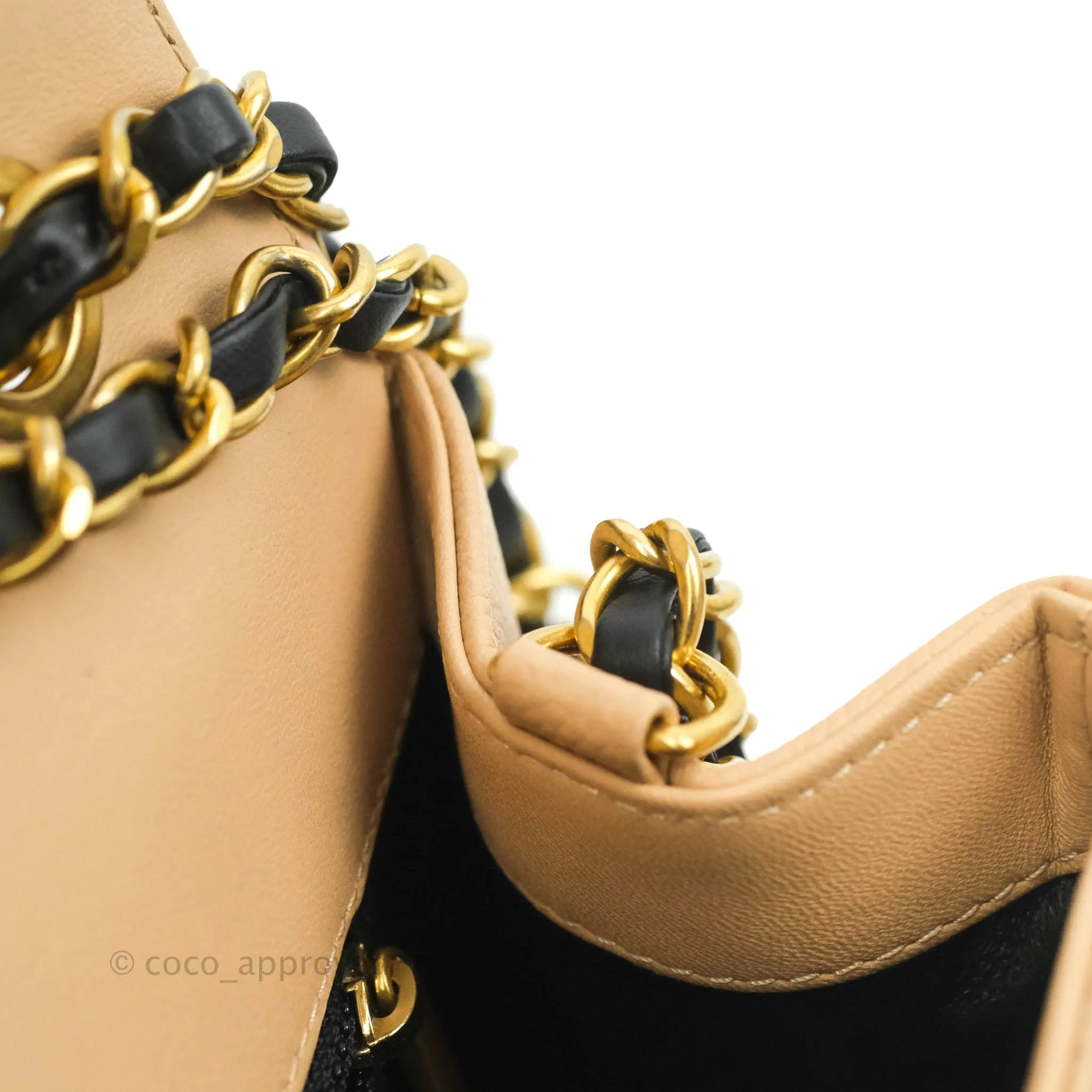 Chanel Quilted Medium CC Filigree Flap Beige Black Caviar