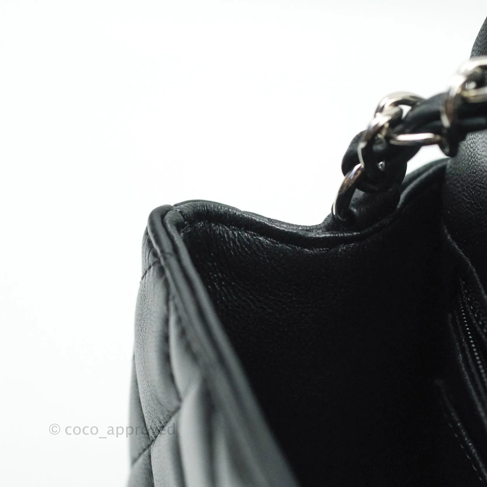 Chanel Quilted Mini Rectangular Black Lambskin Silver Hardware