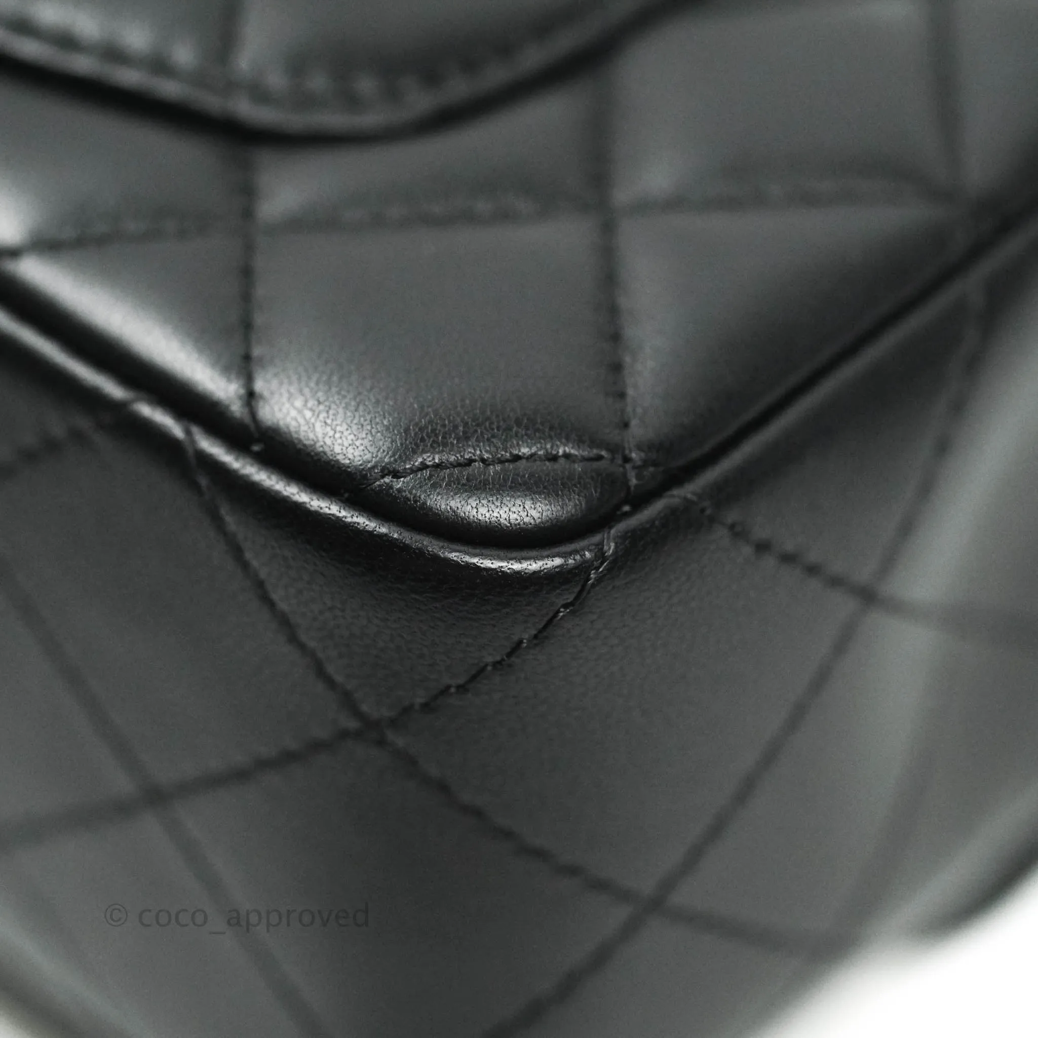 Chanel Quilted Mini Rectangular Black Lambskin Silver Hardware
