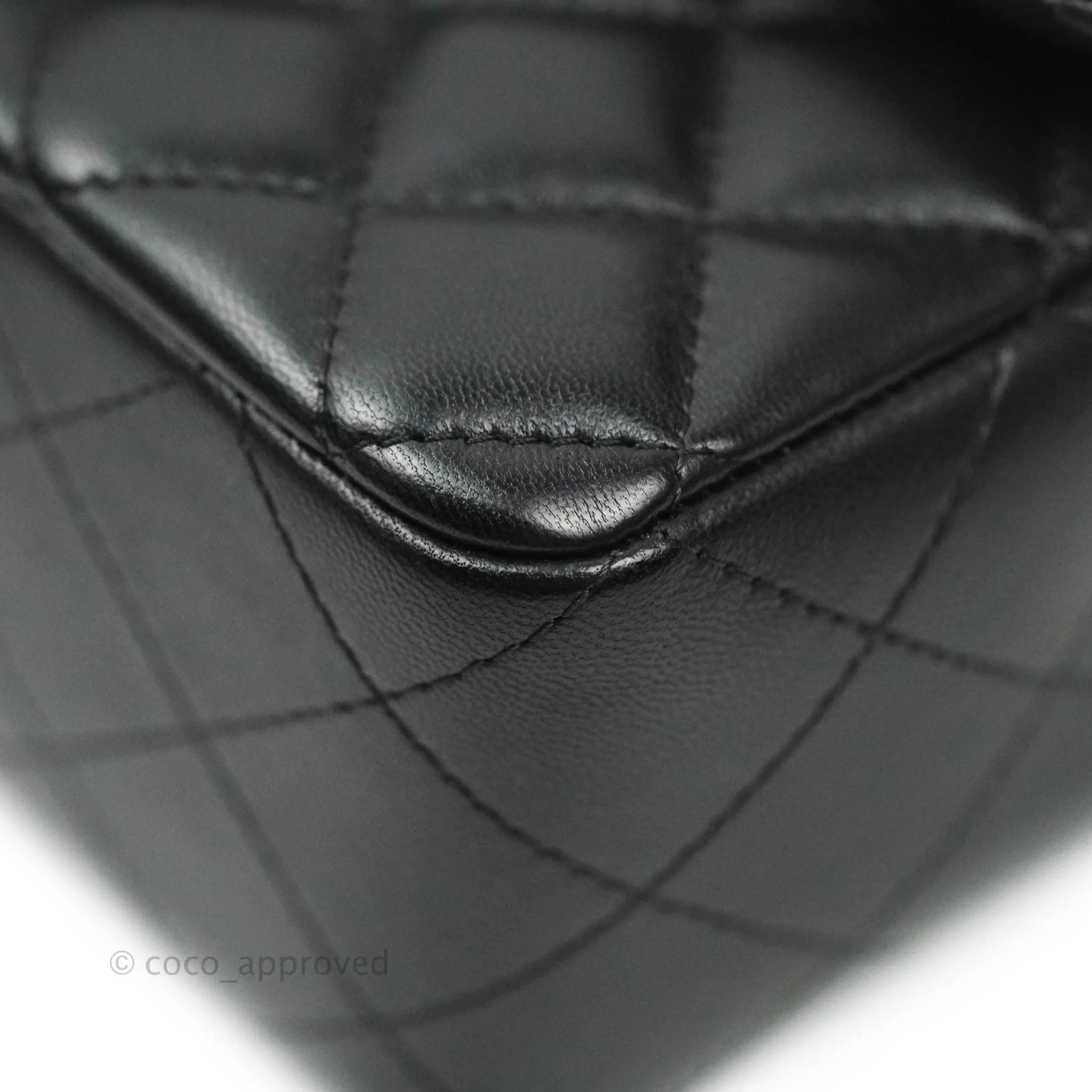 Chanel Quilted Mini Rectangular Black Lambskin Silver Hardware