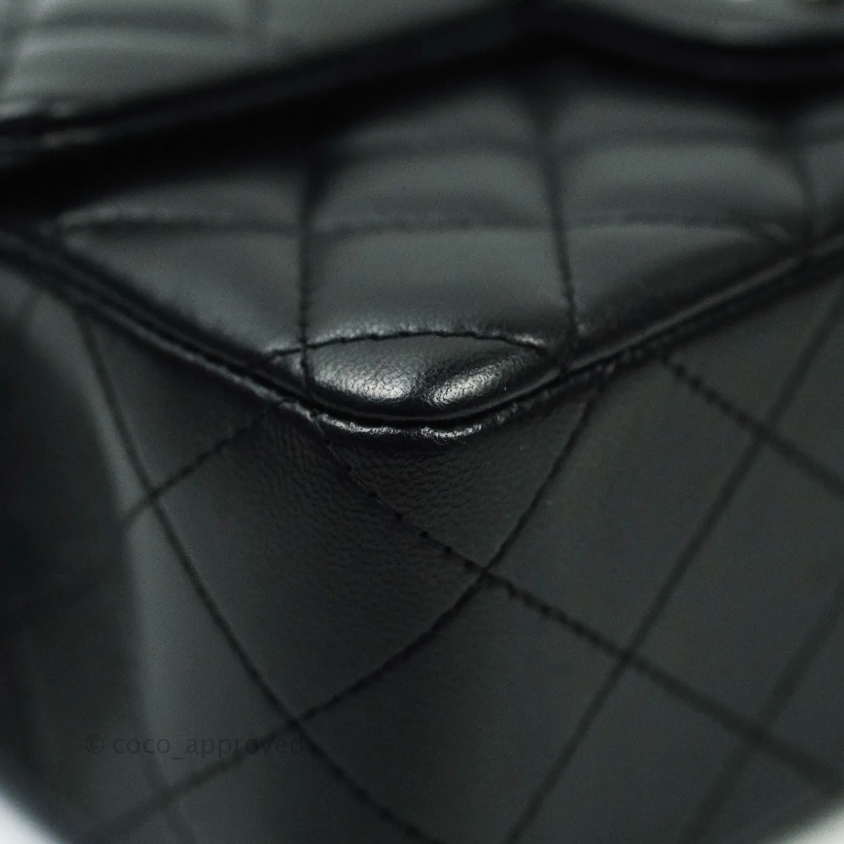 Chanel Quilted Mini Rectangular Black Lambskin Silver Hardware