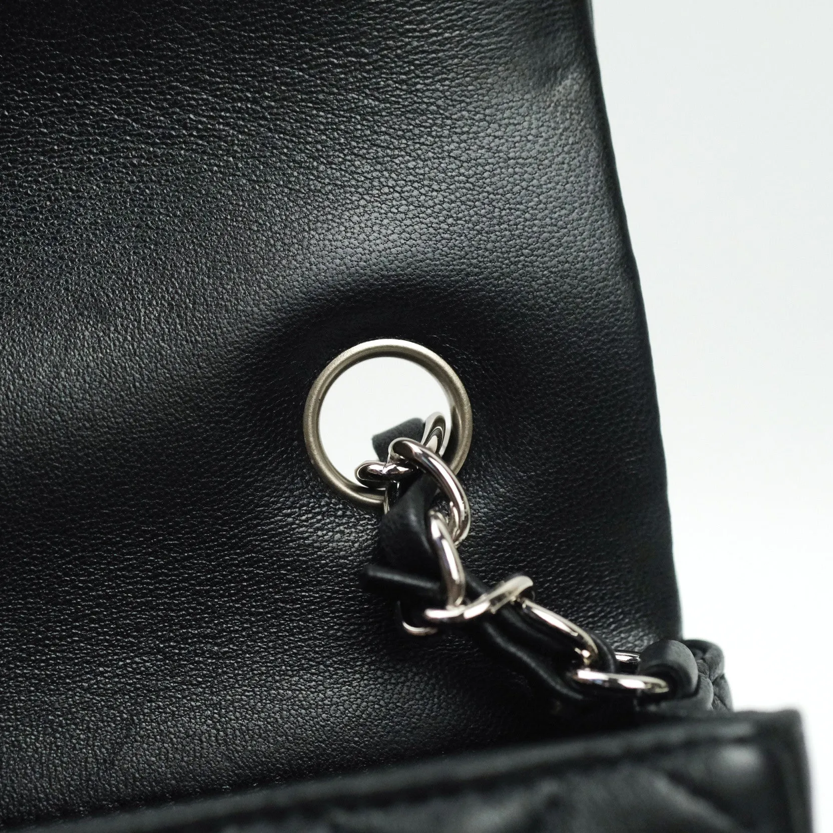 Chanel Quilted Mini Rectangular Black Lambskin Silver Hardware