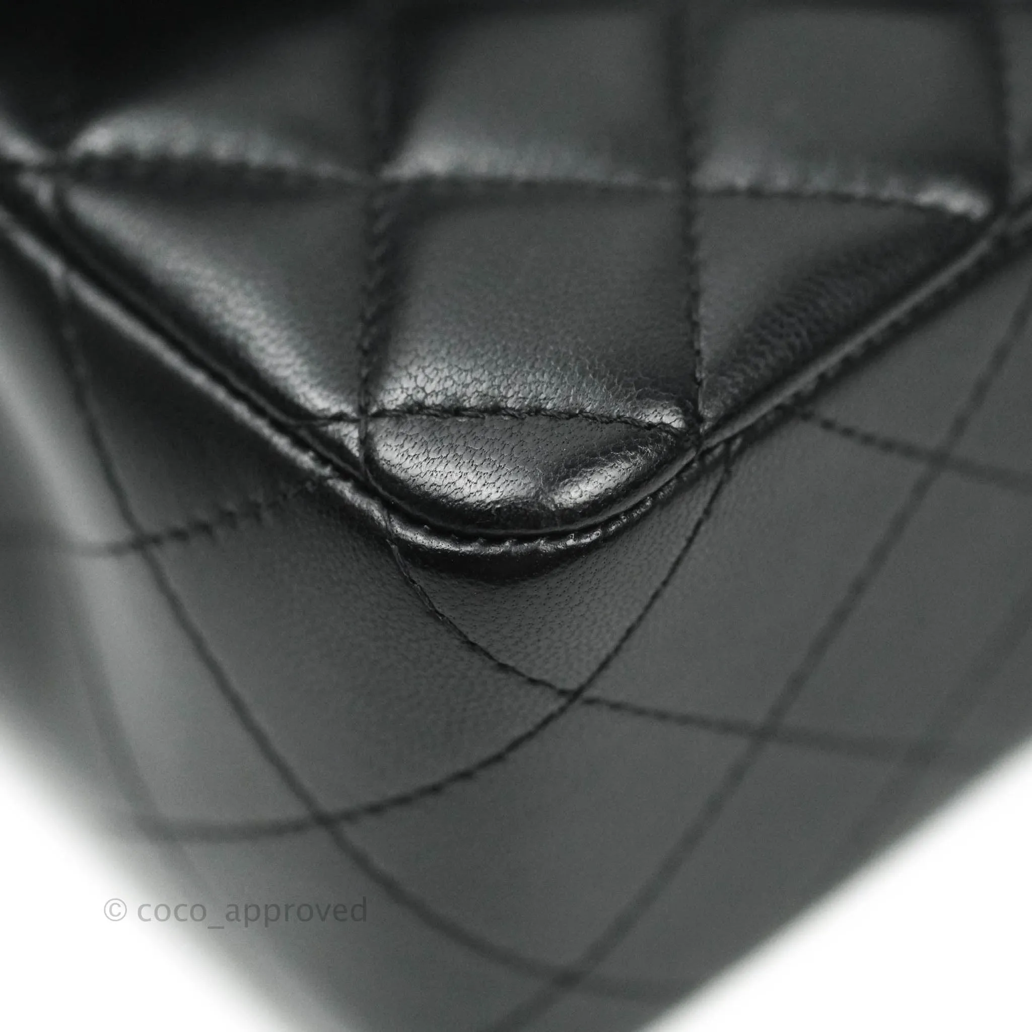 Chanel Quilted Mini Rectangular Black Lambskin Silver Hardware