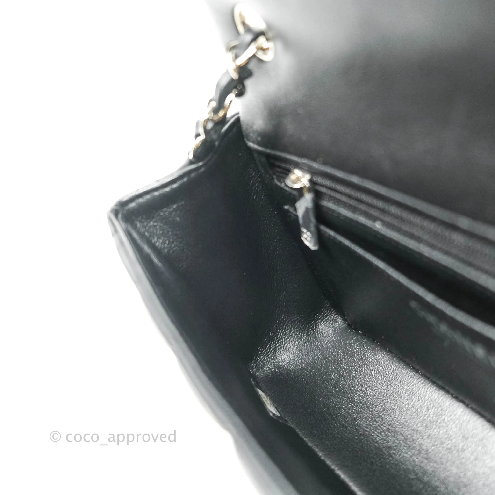 Chanel Quilted Mini Rectangular Black Lambskin Silver Hardware