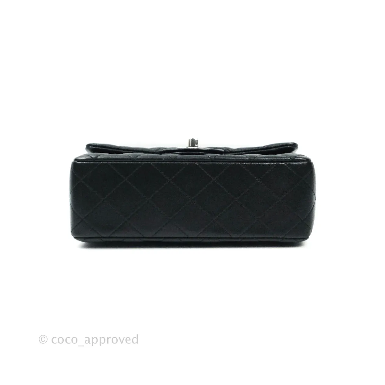 Chanel Quilted Mini Rectangular Black Lambskin Silver Hardware