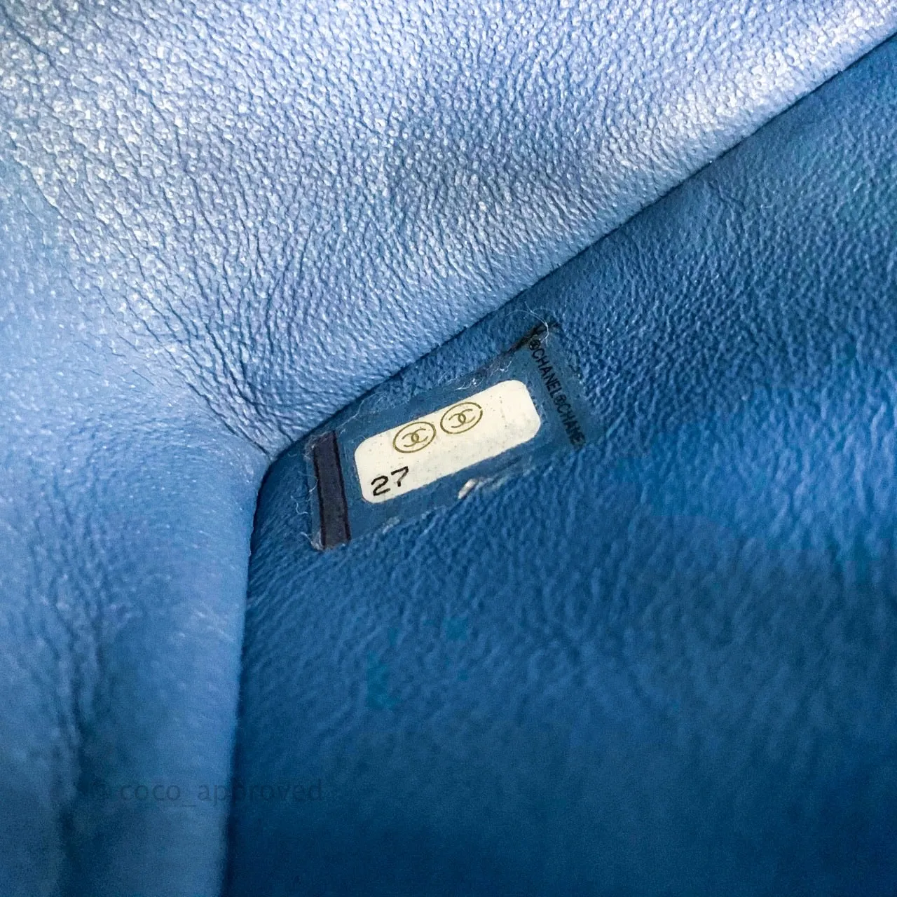 Chanel Quilted Mini Rectangular Blue Lambskin Gold Hardware