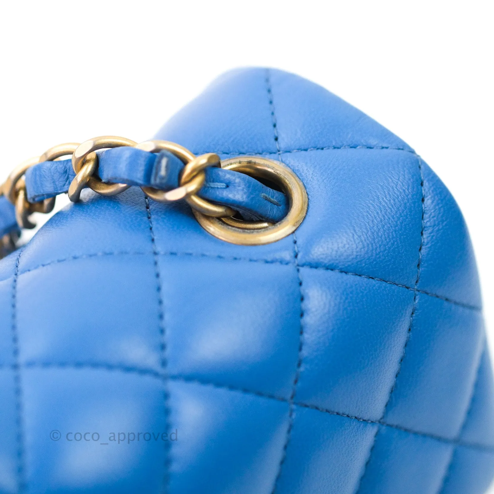 Chanel Quilted Mini Rectangular Blue Lambskin Gold Hardware