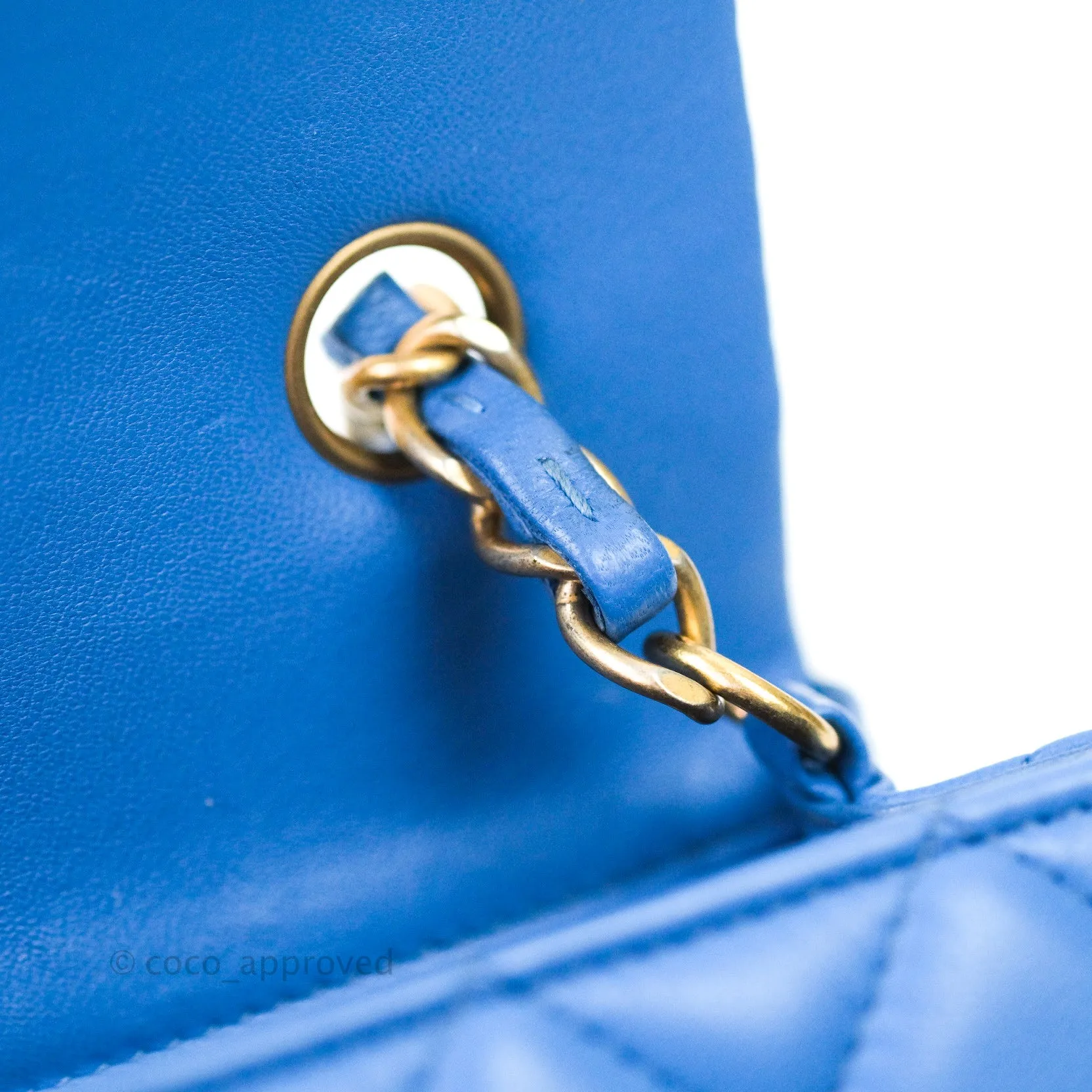 Chanel Quilted Mini Rectangular Blue Lambskin Gold Hardware