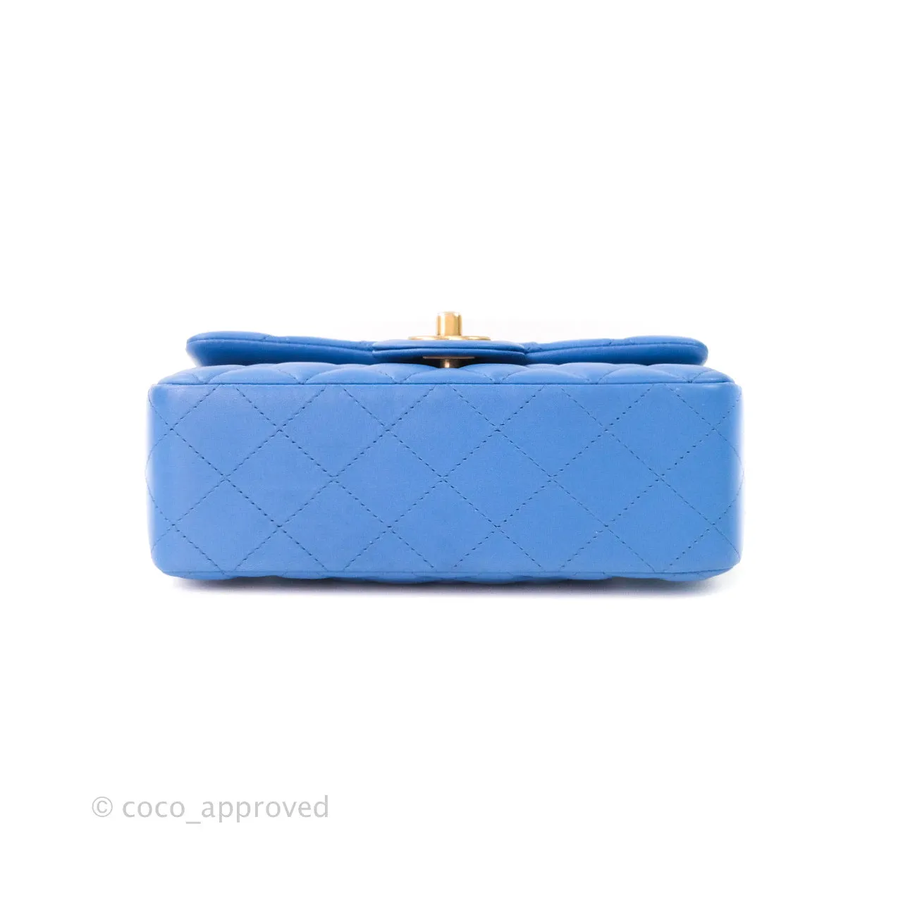 Chanel Quilted Mini Rectangular Blue Lambskin Gold Hardware