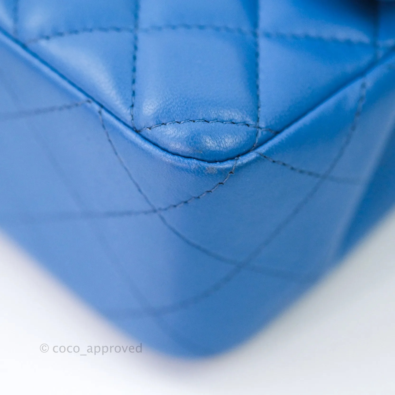 Chanel Quilted Mini Rectangular Blue Lambskin Gold Hardware