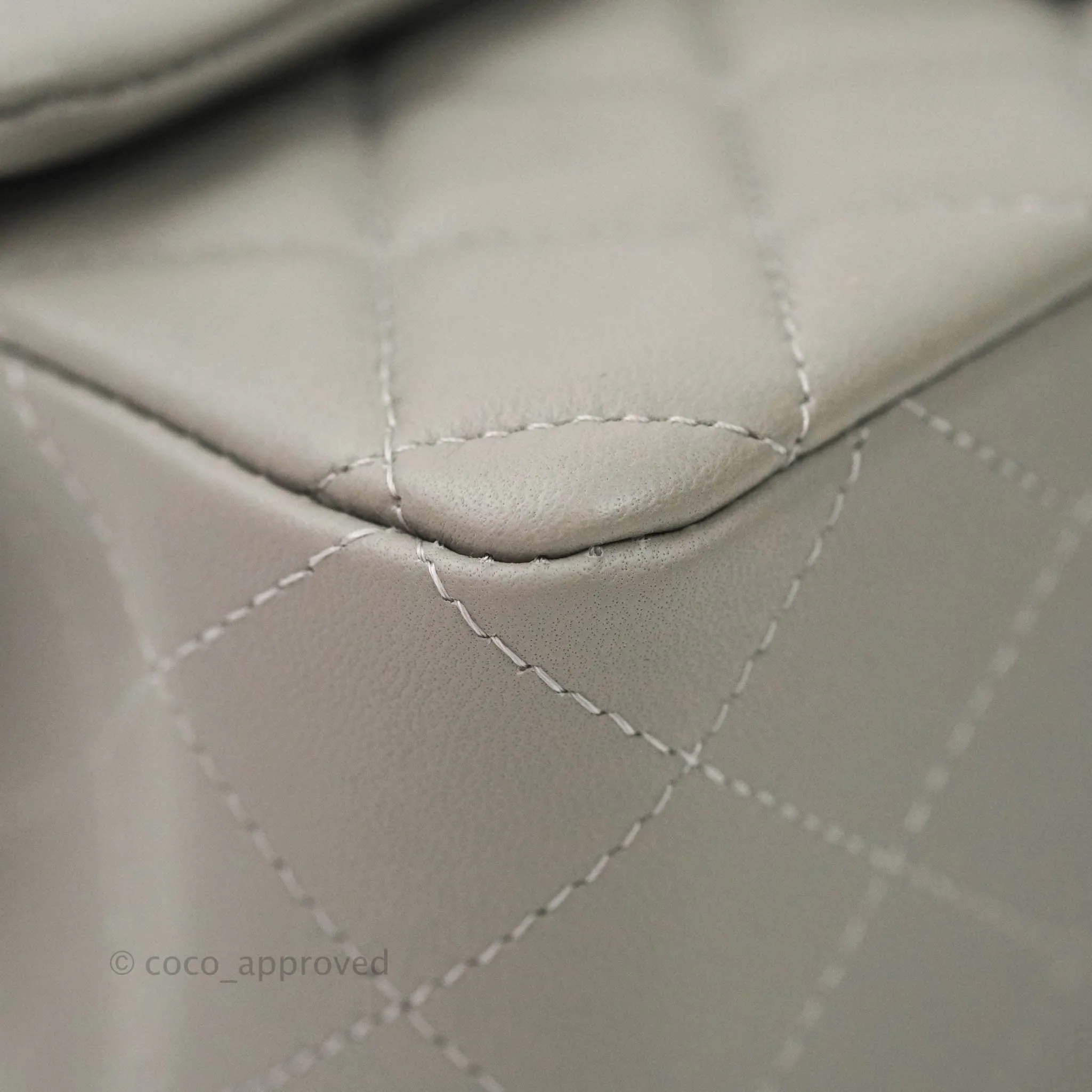 Chanel Quilted Mini Rectangular Flap Grey Lambskin Silver Hardware 19B