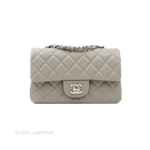 Chanel Quilted Mini Rectangular Flap Grey Lambskin Silver Hardware 19B