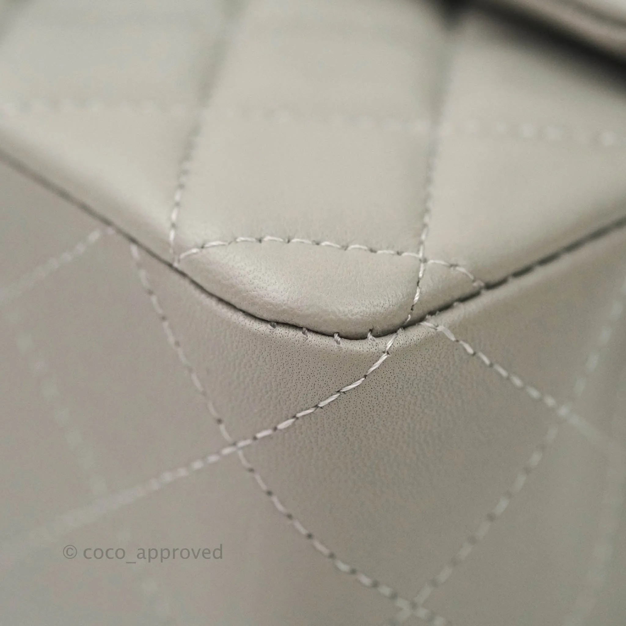 Chanel Quilted Mini Rectangular Flap Grey Lambskin Silver Hardware 19B