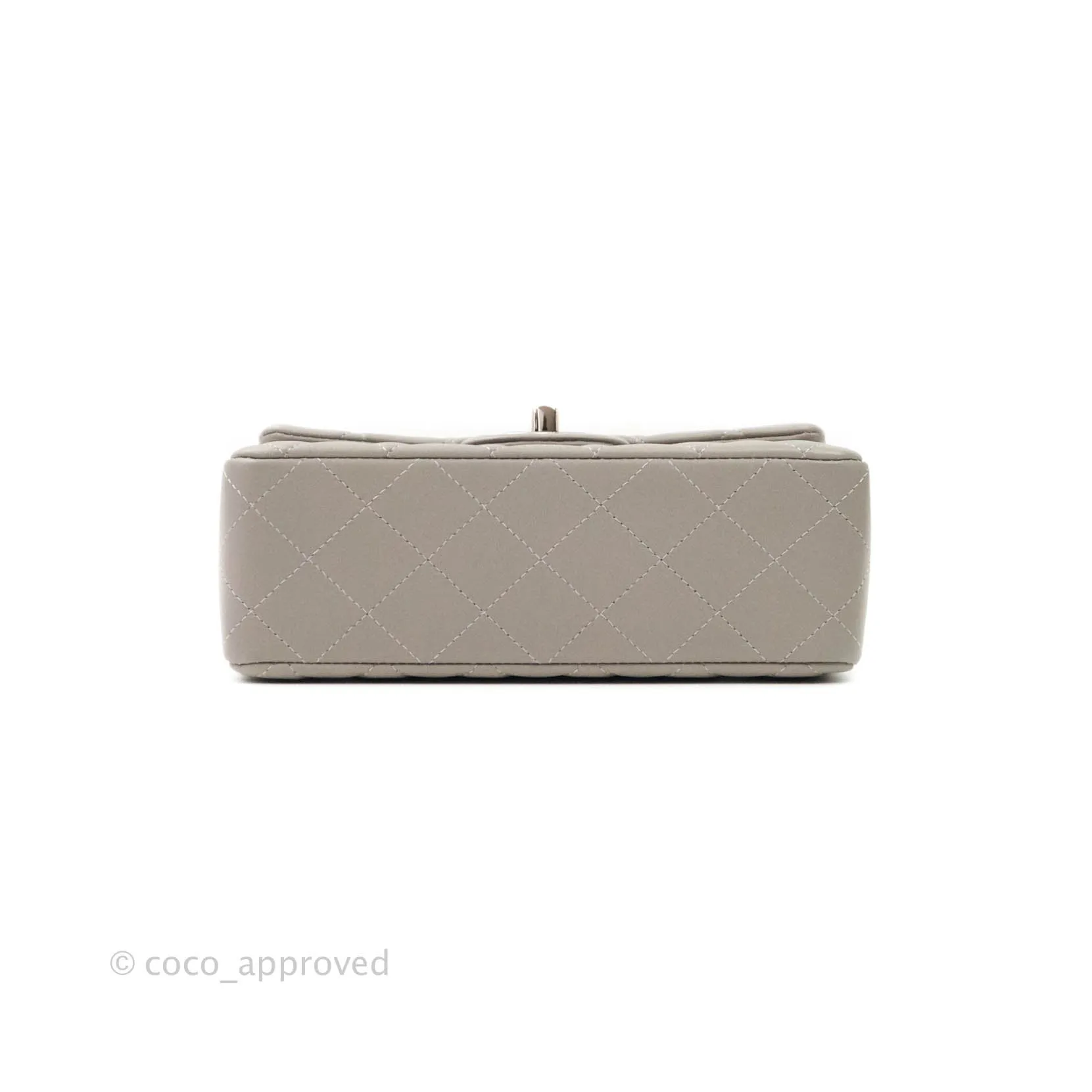 Chanel Quilted Mini Rectangular Flap Grey Lambskin Silver Hardware 19B