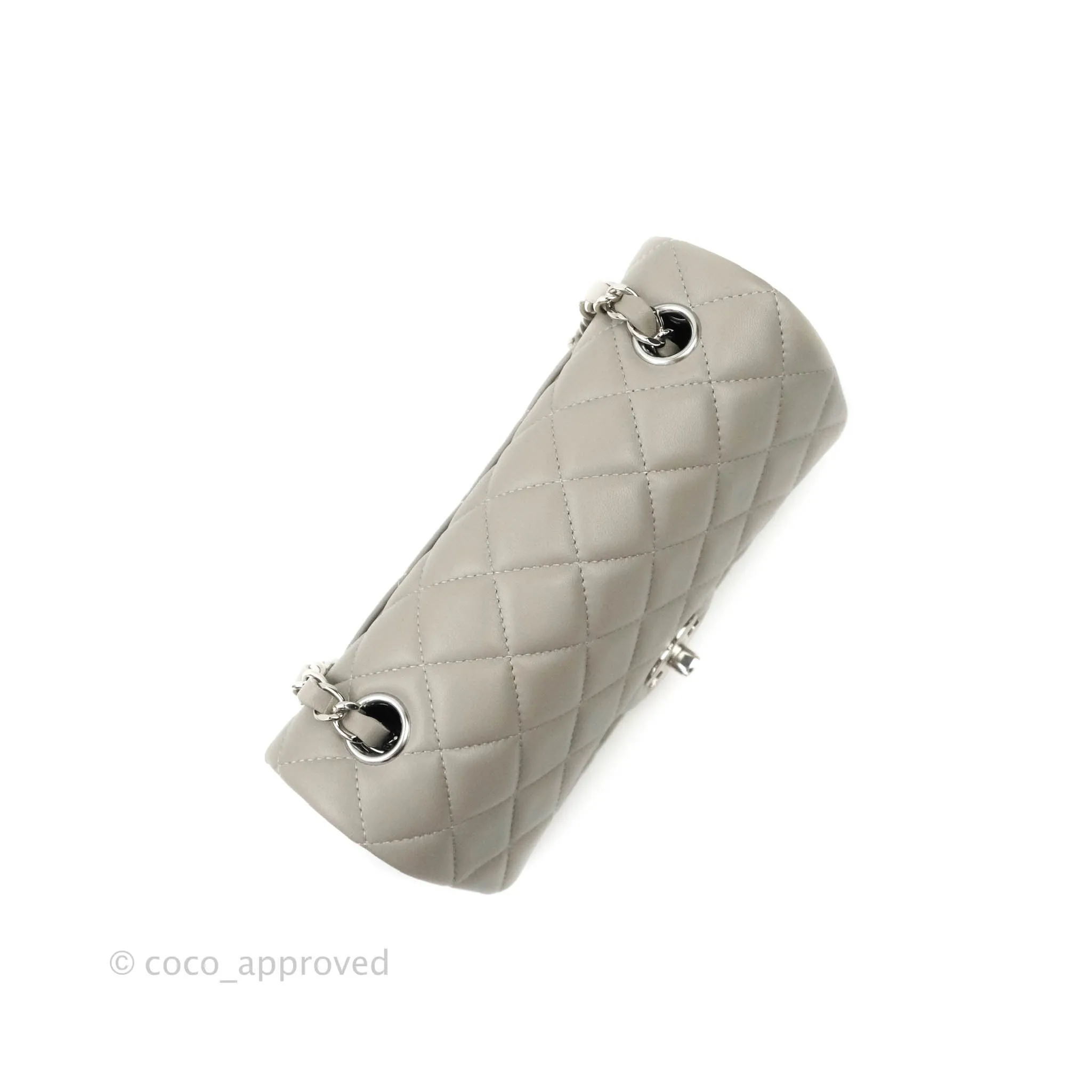 Chanel Quilted Mini Rectangular Flap Grey Lambskin Silver Hardware 19B