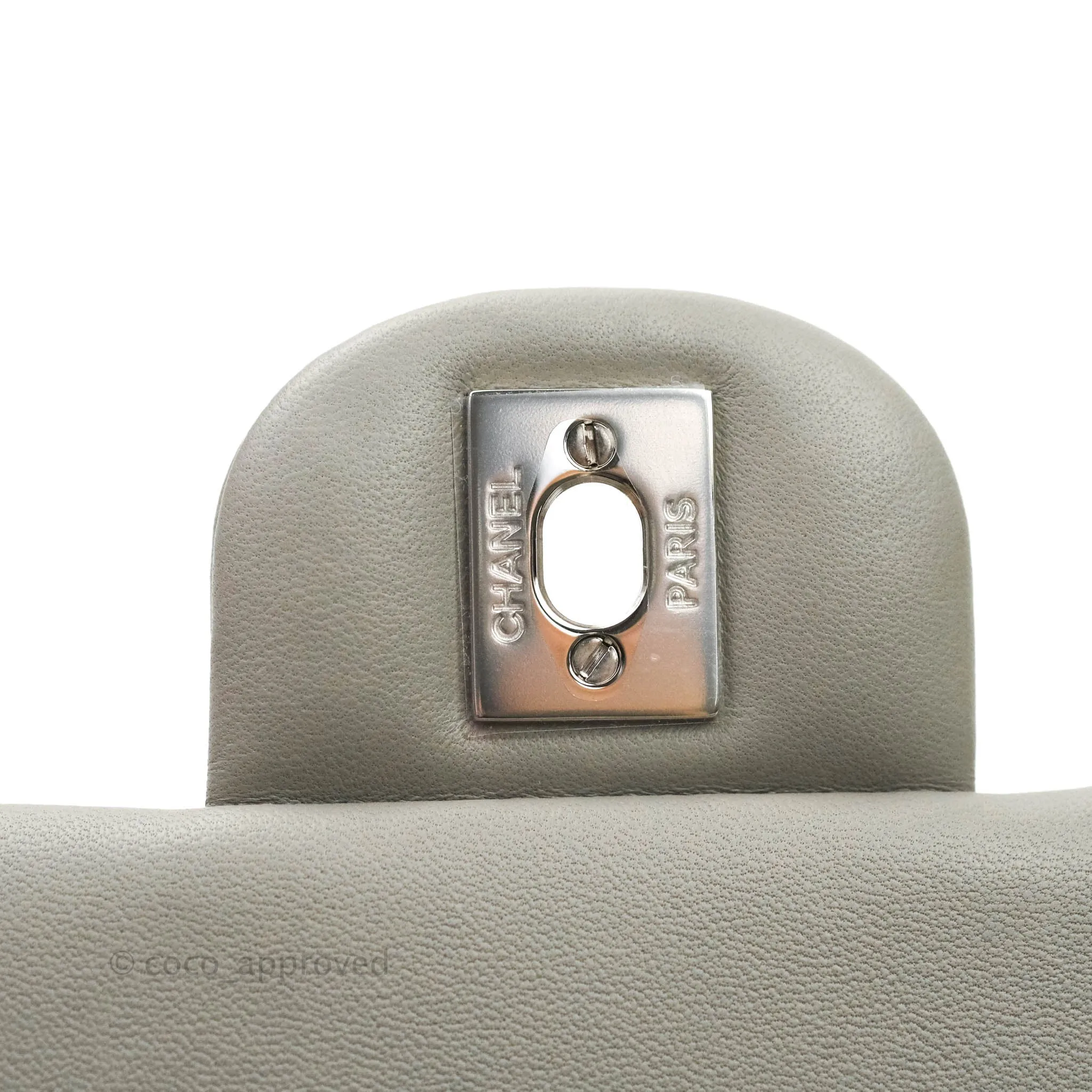 Chanel Quilted Mini Rectangular Flap Grey Lambskin Silver Hardware 19B