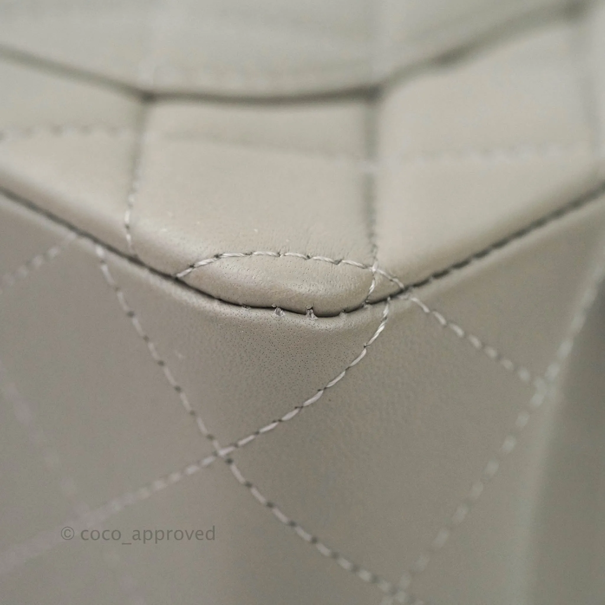 Chanel Quilted Mini Rectangular Flap Grey Lambskin Silver Hardware 19B