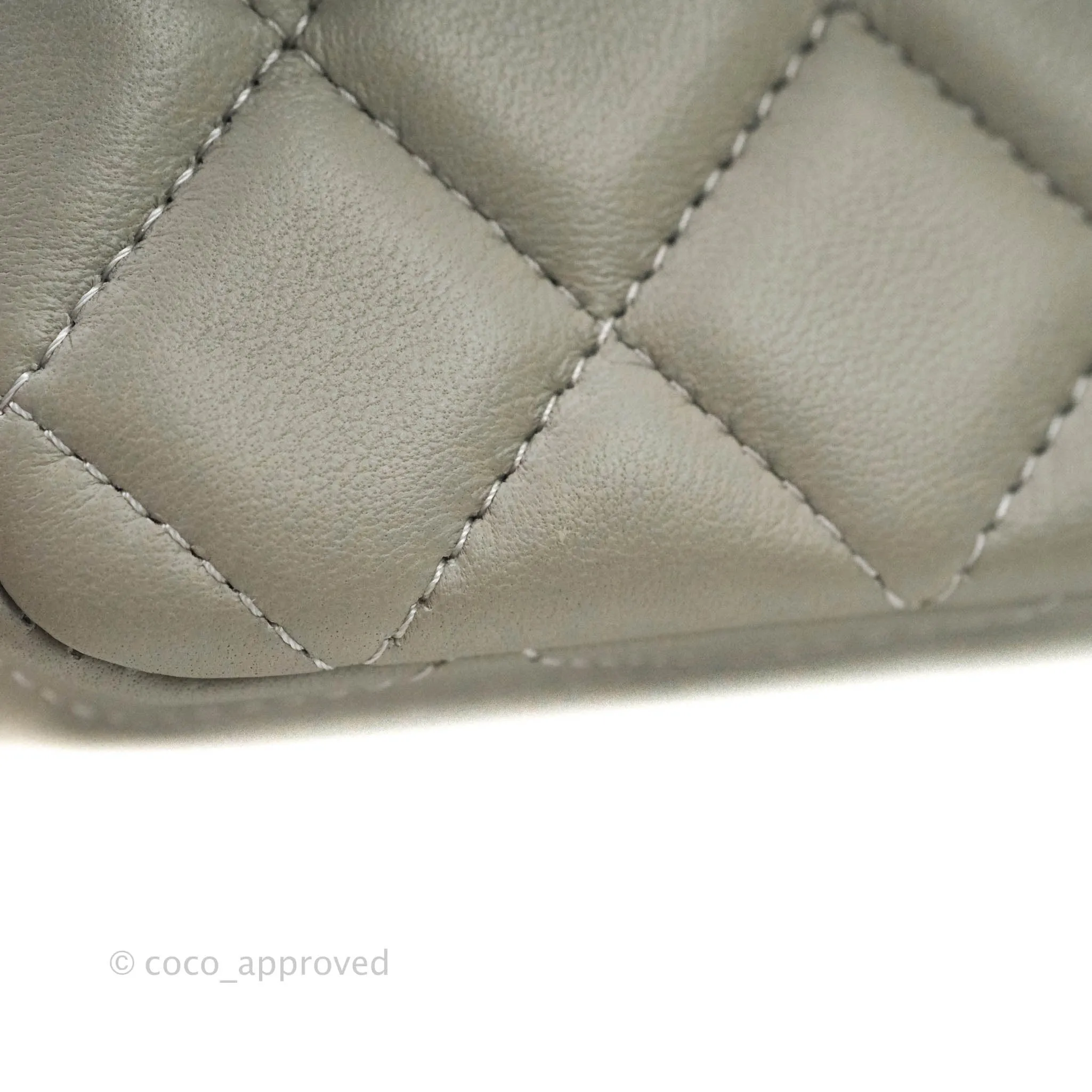 Chanel Quilted Mini Rectangular Flap Grey Lambskin Silver Hardware 19B