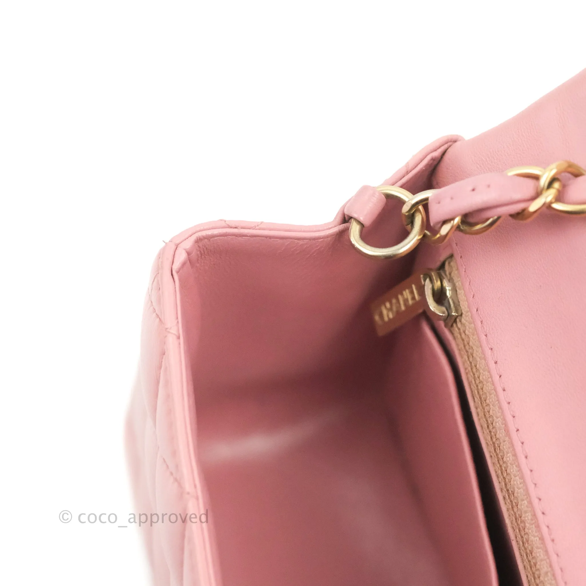 Chanel Quilted Mini Rectangular Flap Pink Lambskin Gold Hardware