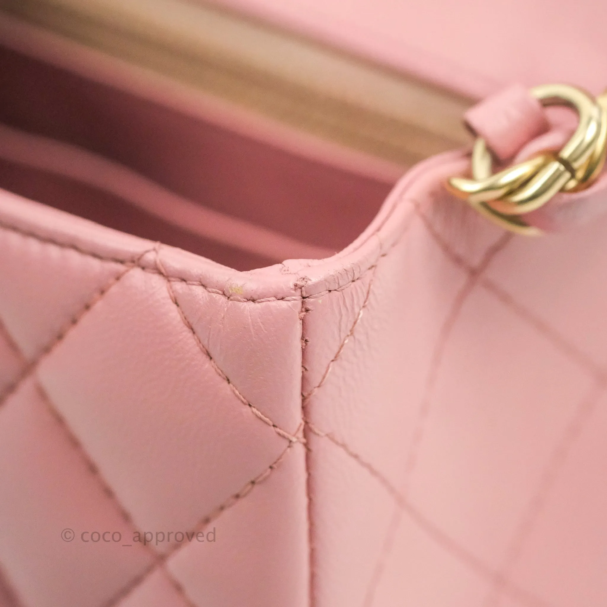 Chanel Quilted Mini Rectangular Flap Pink Lambskin Gold Hardware