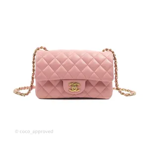 Chanel Quilted Mini Rectangular Flap Pink Lambskin Gold Hardware