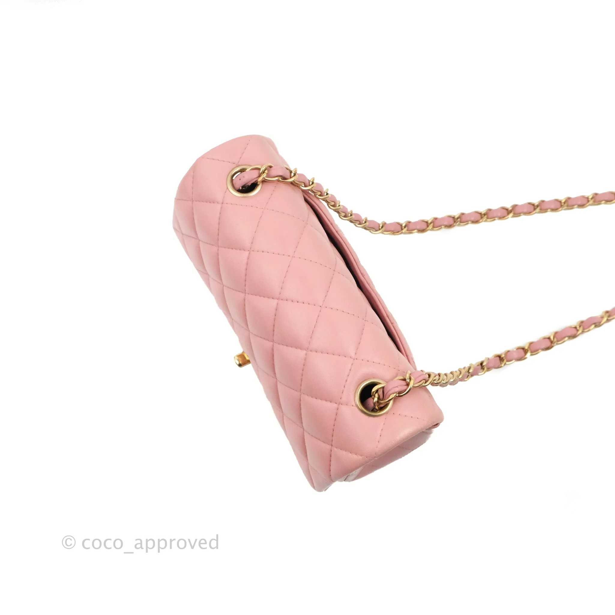 Chanel Quilted Mini Rectangular Flap Pink Lambskin Gold Hardware