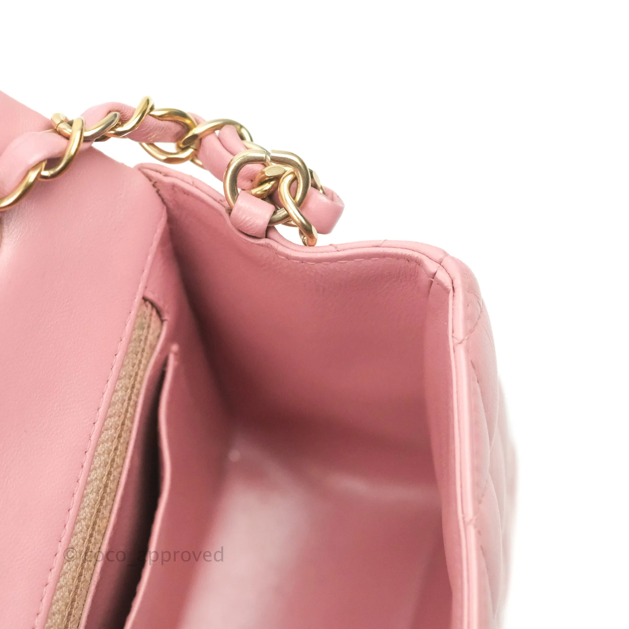 Chanel Quilted Mini Rectangular Flap Pink Lambskin Gold Hardware