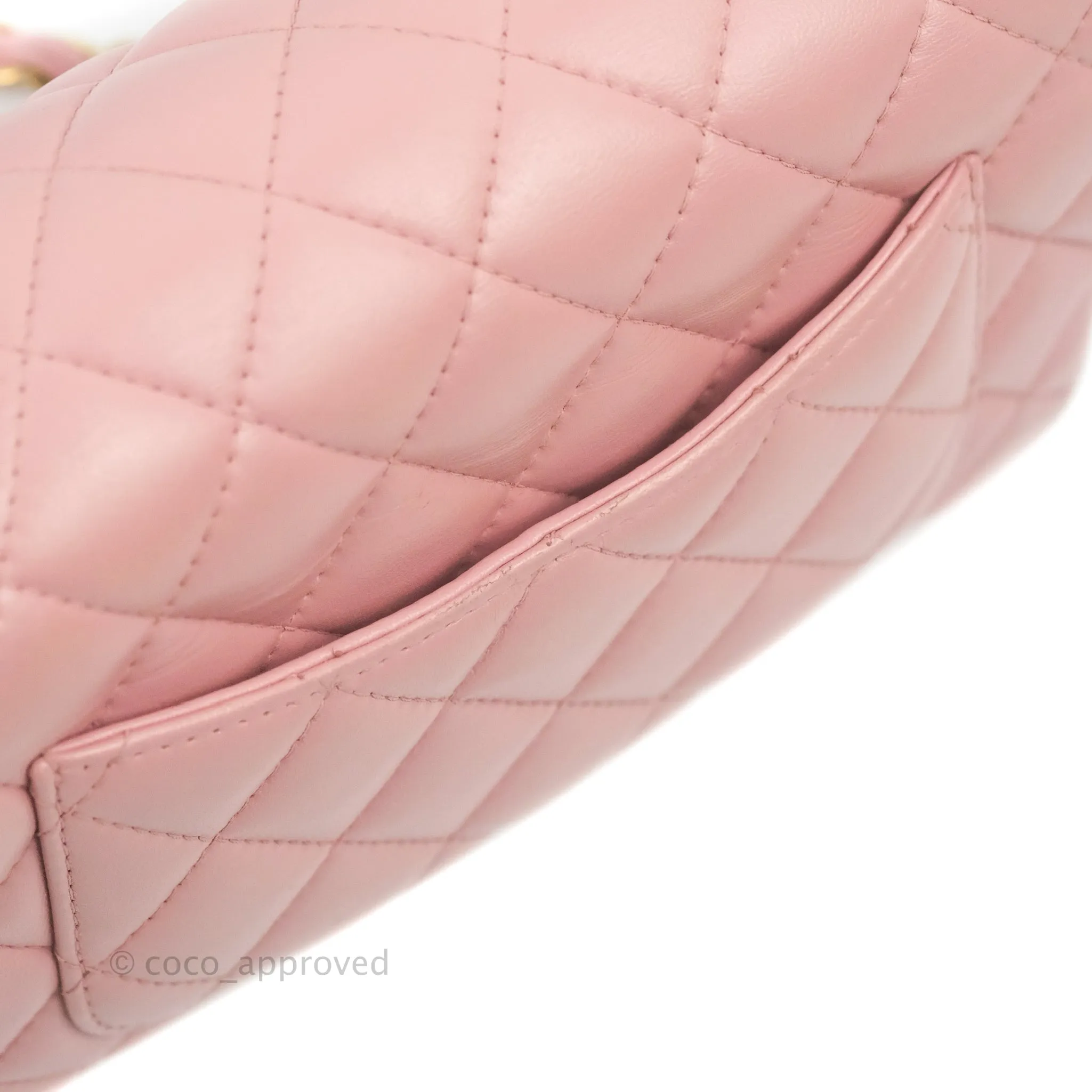 Chanel Quilted Mini Rectangular Flap Pink Lambskin Gold Hardware